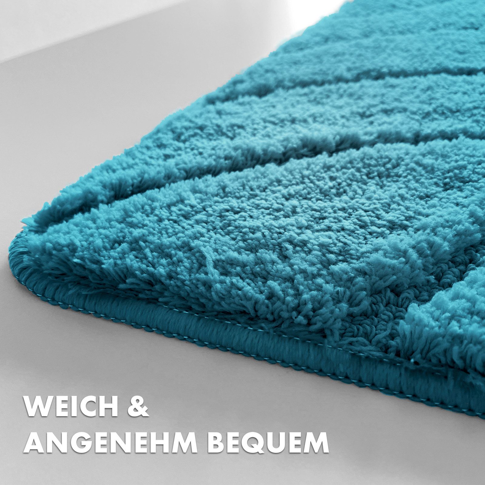 Floordirekt Badematte Maris – Flauschiger Badteppich, Blattstruktur, rutschfest & waschbar, rutschhemmend beschichtet, schnell trocknend, fußbodenheizungsgeeign – Bild 4 von 5
