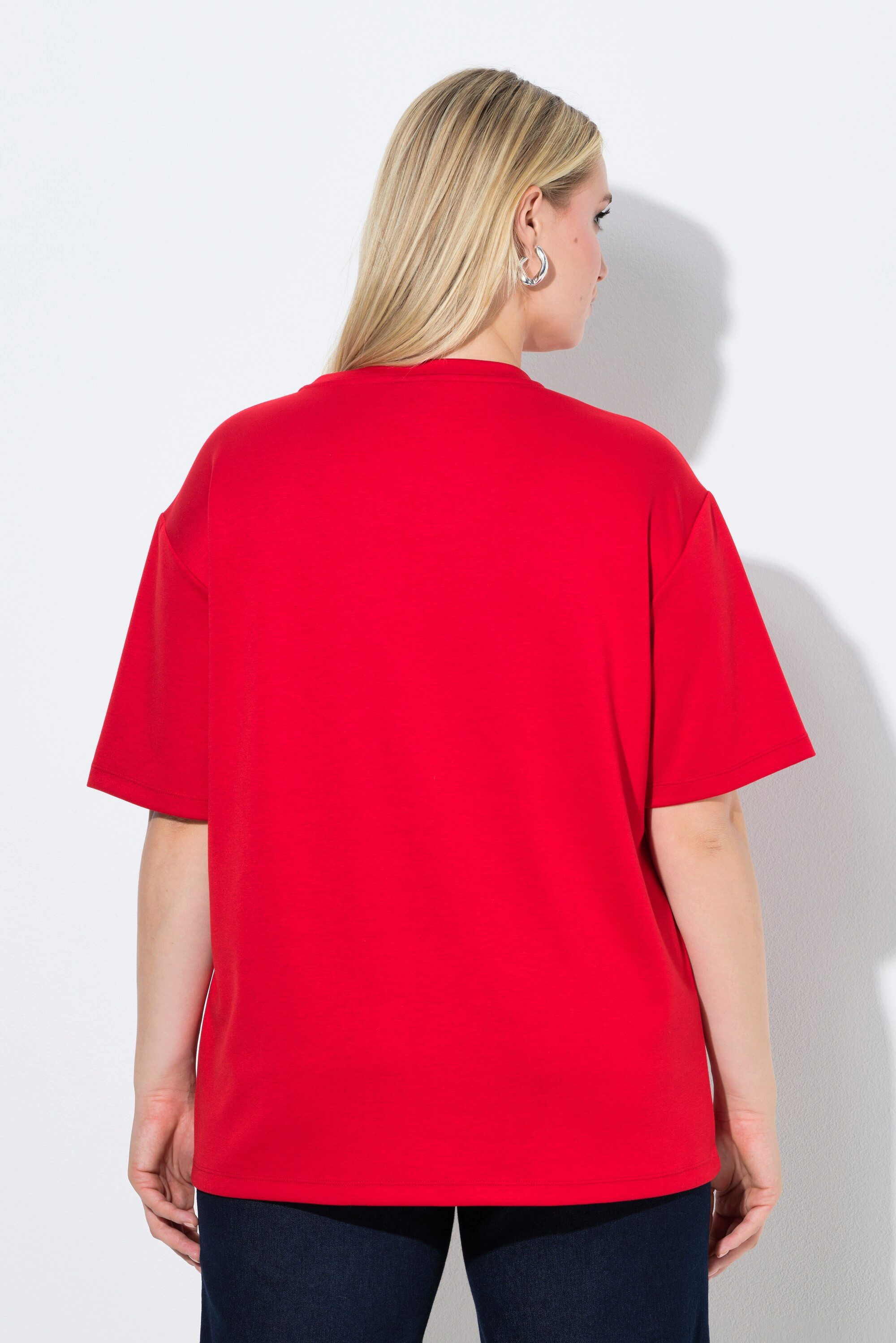 Ulla Popken Sweatshirt Sweatshirt Ziersteine Rundhals Halbarm Modalmix – Bild 3 von 4