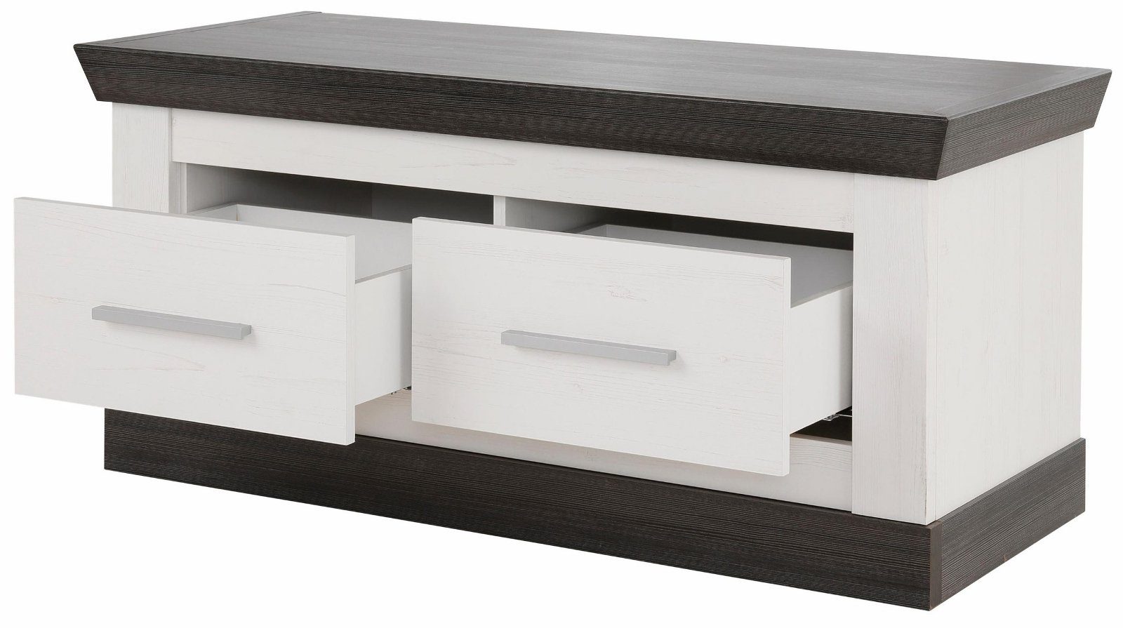 Furn.Design Bank Corela (Garderobenbank in Soft-Close, x mit Wenge, 53 Sitzkissen Pinie mit cm), 107 inklusive weiß