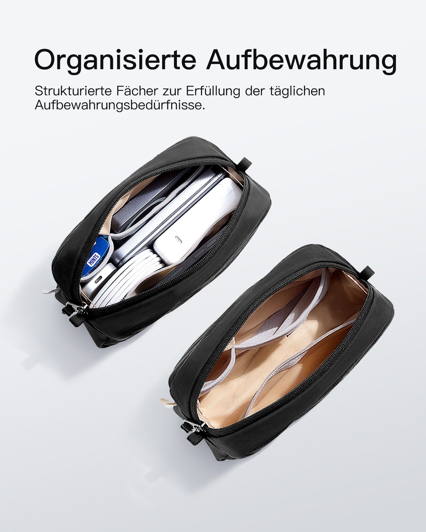 Inateck Taschenorganizer Leicht Kabeltasche Elektronik Organizer, Zubehör Reisezubehörtascheb, Spritzwassergeschützte, für Hubs, Powerbank, USB Stick