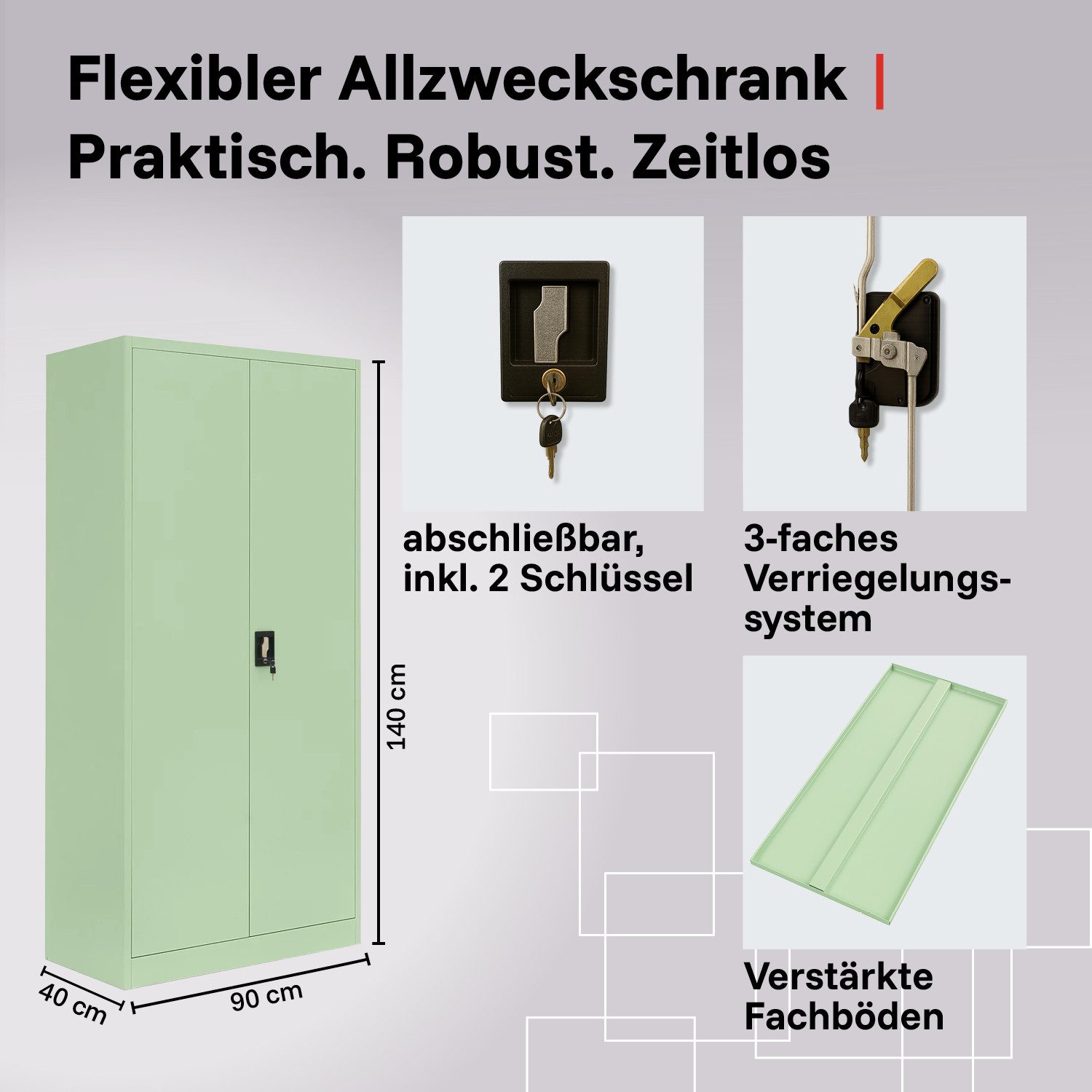 LagerZwei Aktenschrank Stahlschrank 140 x 90 x 40 cm abschließbar