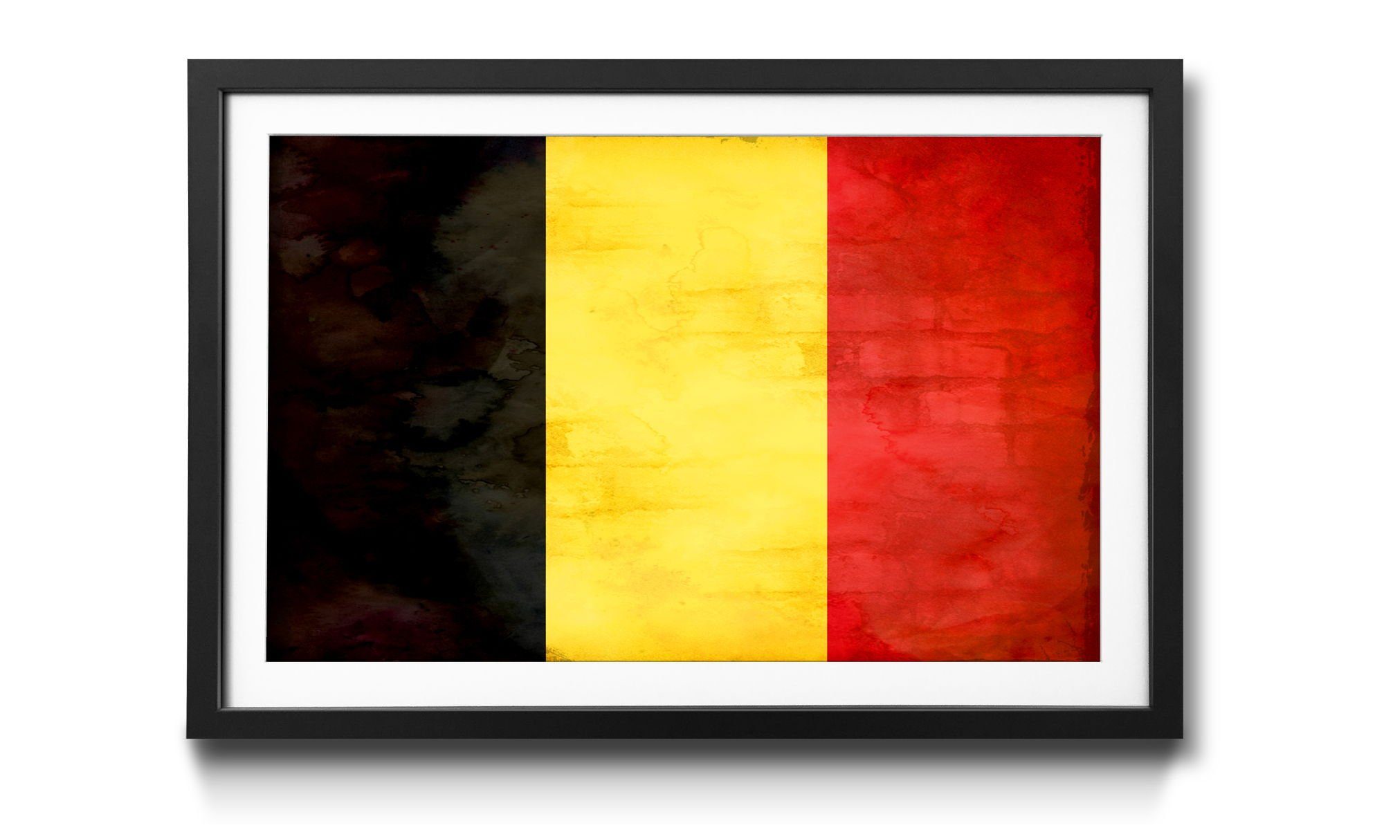 mit Bild WandbilderXXL Größen erhältlich Flagge, Wandbild, Rahmen 4 Belgien, in