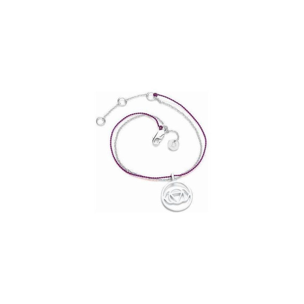 Daisy London Armband Brow Chakra Purple Nuit, aus 925er Sterling-Silber und Textil, Karabiner, Violett, Silber