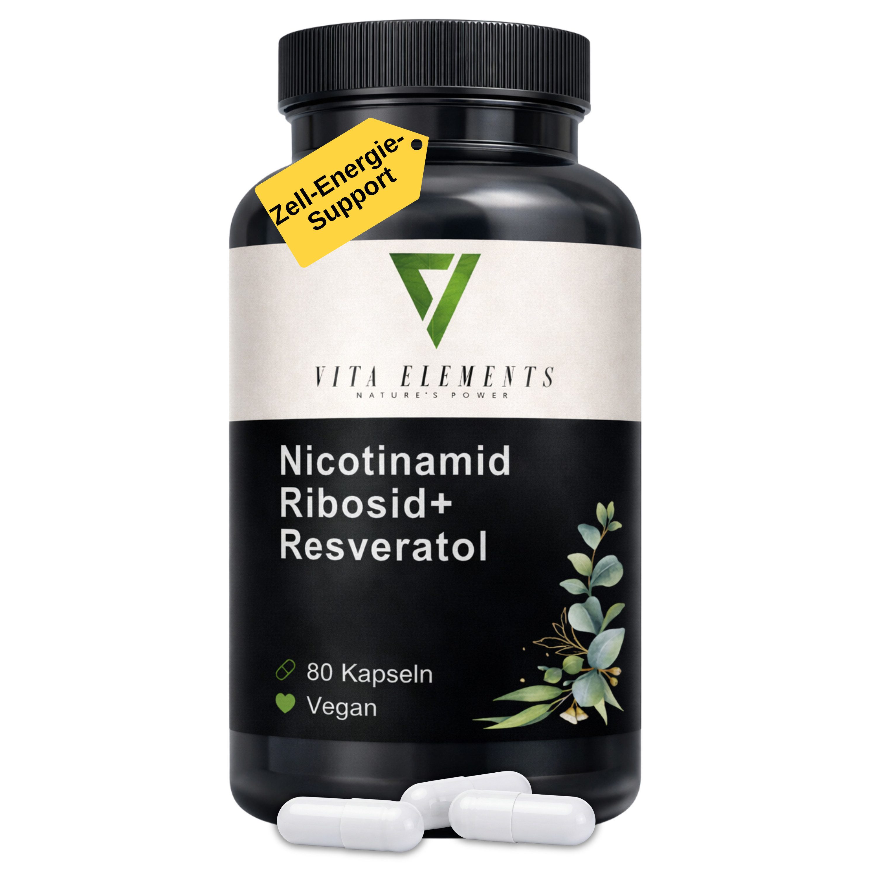 Vita Elements Nicotinamide Riboside NAD+ Kapseln, 80 St., Vegan frei von Gentechnik Laborgeprüft in Deutschland