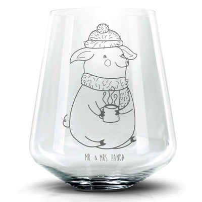 Mr. & Mrs. Panda Cocktailglas Schwein Glühwein - Transparent - Geschenk, Punsch, Cocktail Glas mit, Premium Glas, Zauberhafte Gravuren