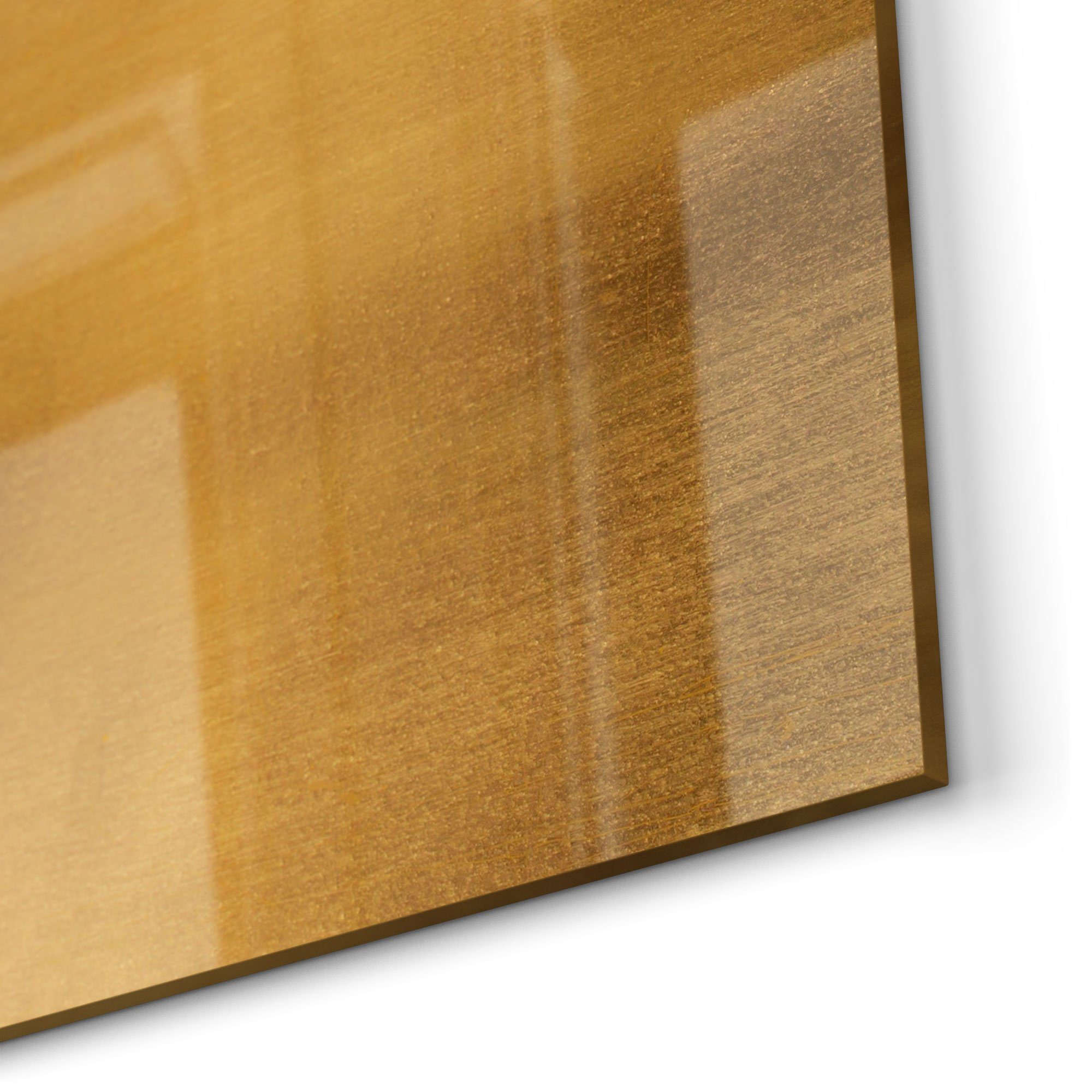 Glas Spritzschutz 'Gebürstetes Goldblech', Küchenrückwand Herdblende Badrückwand DEQORI