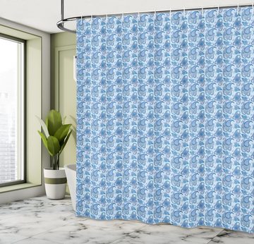 Abakuhaus Duschvorhang Moderner Digitaldruck mit 12 Haken auf Stoff Wasser Resistent Breite 175 cm, Höhe 180 cm, blau Paisley Ethnic Design Blumen