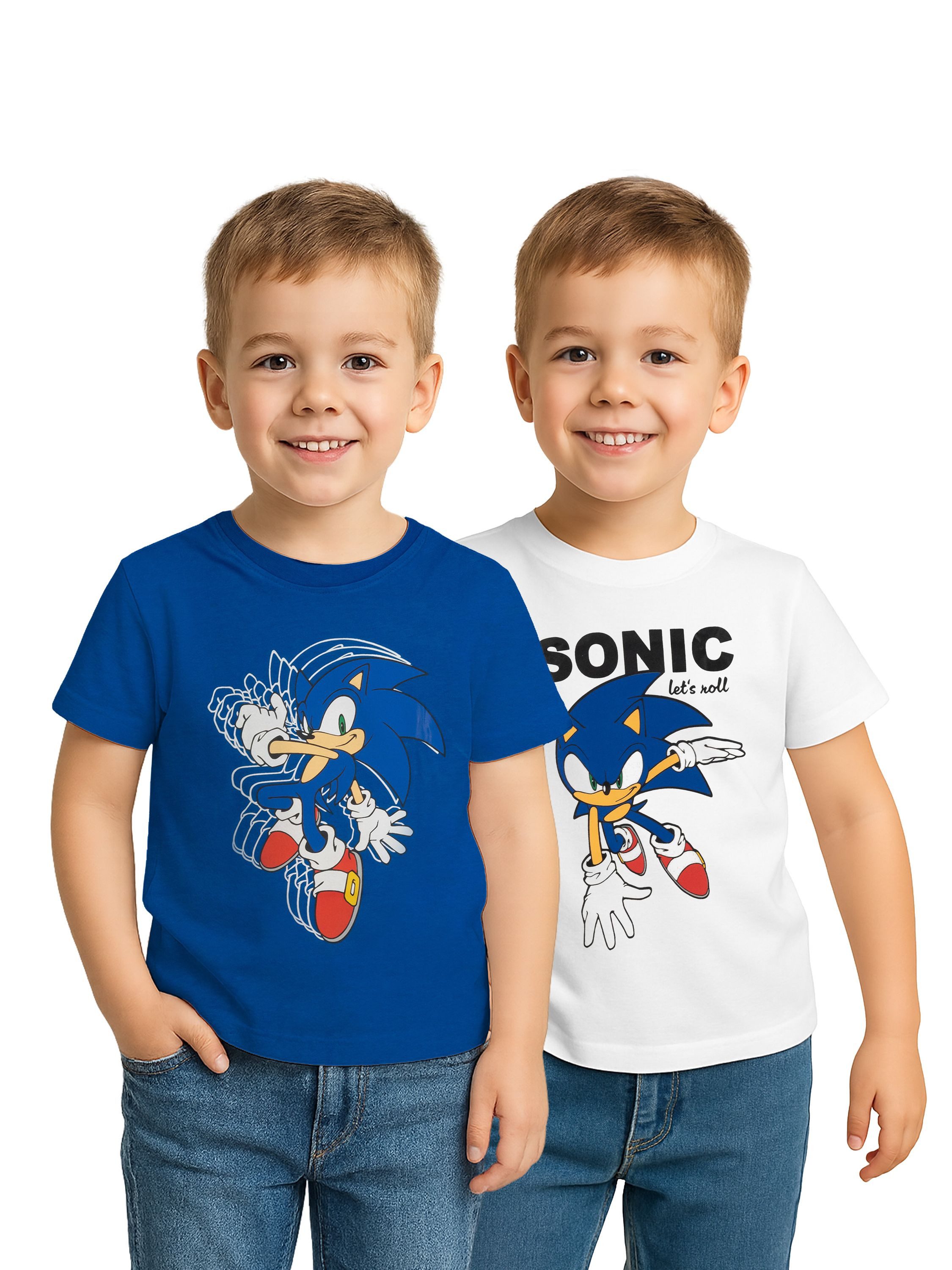 United Labels® T-Shirt Sonic the Hedgehog T-Shirt Oberteil Shirt kurzärmlig (2er Pack)