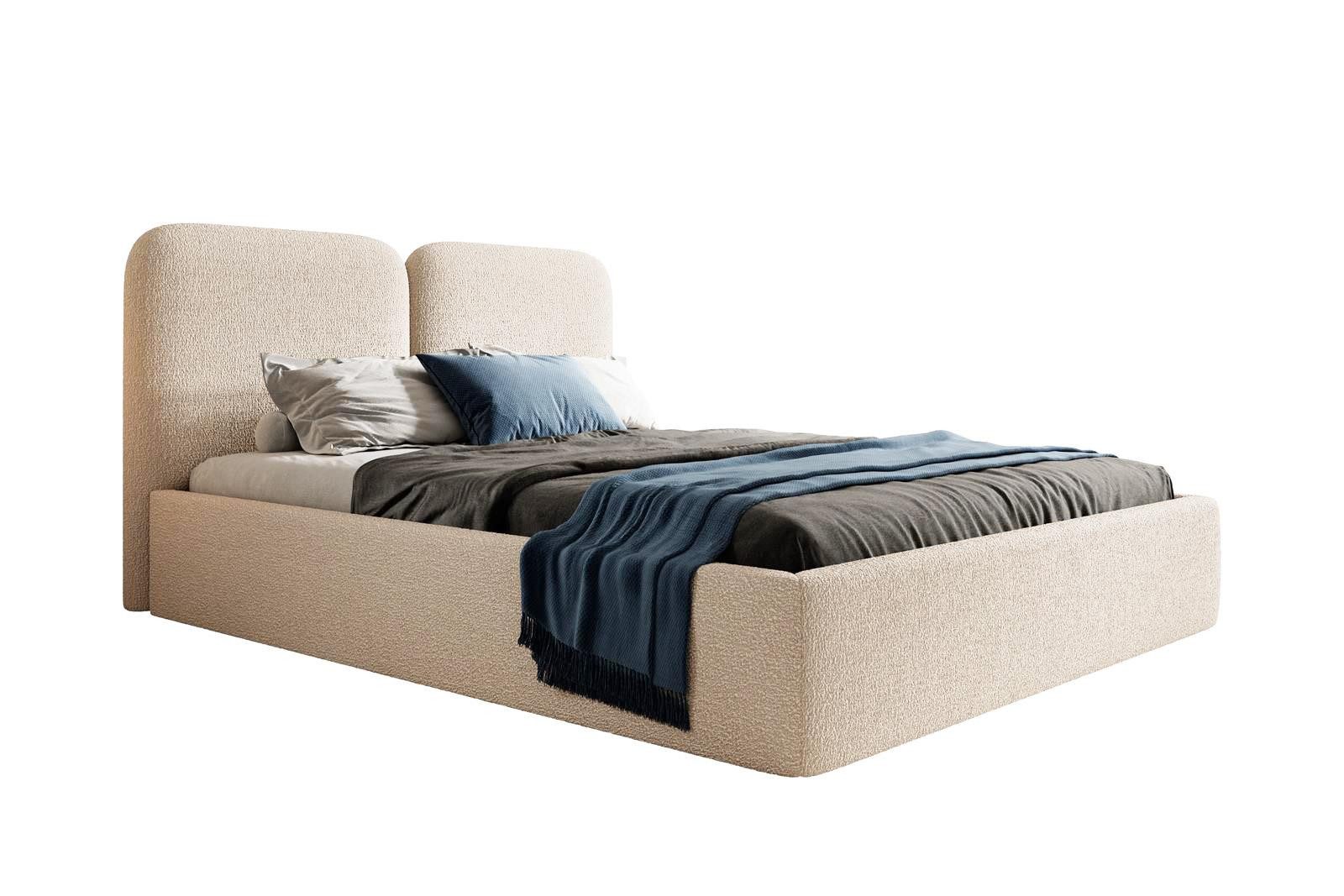 Compleo Polsterbett BUBBLE III, ohne Matratze, Doppelbett mit Kopfstütze boucle