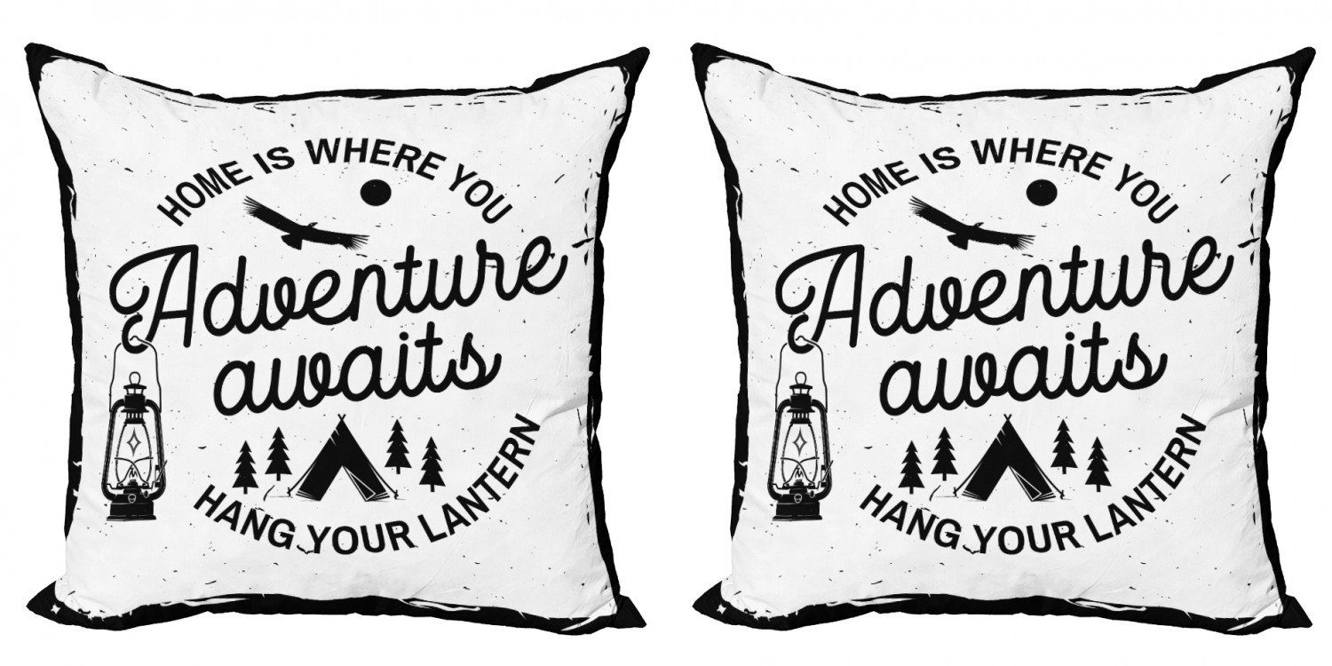 Accent Abenteuer Doppelseitiger Zelt Das Abakuhaus Digitaldruck, Text Kissenbezüge Modern Bäume Wartet (2 Stück), und Camping