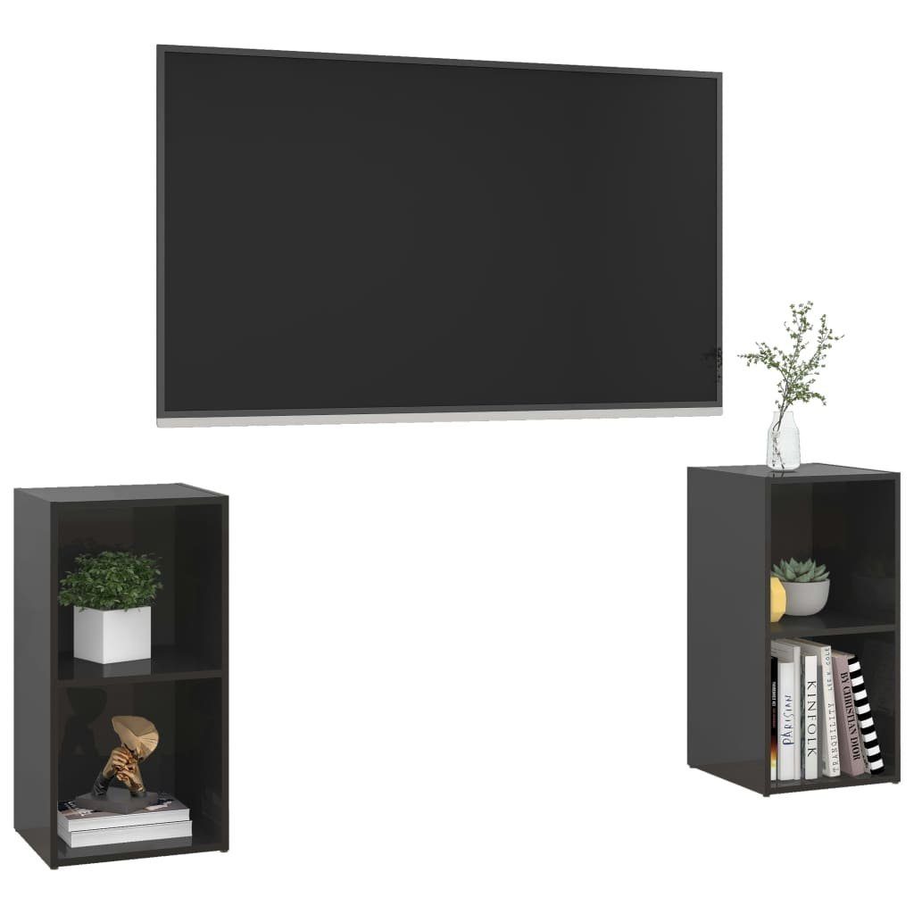 furnicato TV-Schrank TV-Schränke 2 72x35x36,5cm Hochglanz-Schwarz Stk. Holzwerkstoff