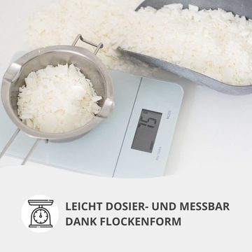 DistrEbution Bastelnaturmaterial Sojawachs C-3 Flocken Naturwachs Kerzenwachs 5 kg, Zur Herstellung von Kerzen in Behältern