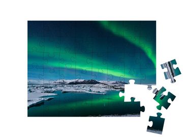 puzzleYOU Puzzle Nordlichter über der Gletscherlagune in Island, 48 Puzzleteile, puzzleYOU-Kollektionen