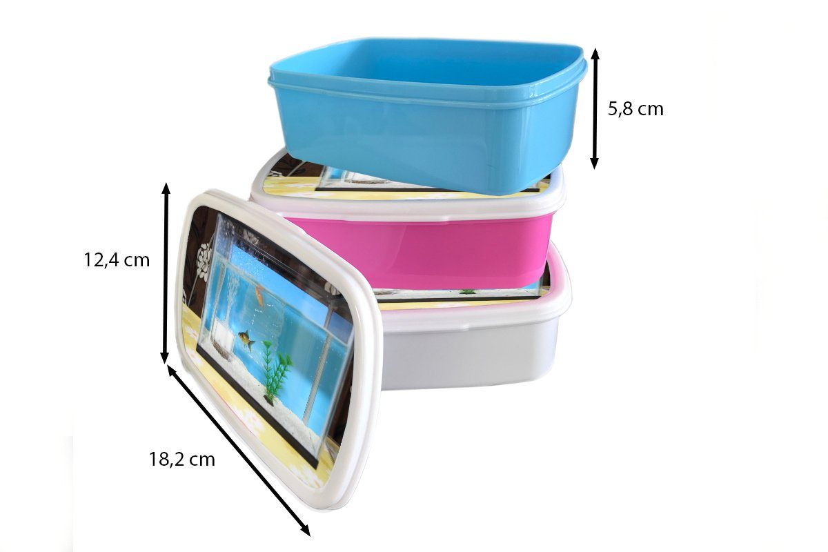 einem Kinder, für Mädchen, Kunststoff, Erwachsene, rosa Snackbox, Aquarium, Lunchbox Fische MuchoWow (2-tlg), Kunststoff Zwei Brotbox in Brotdose
