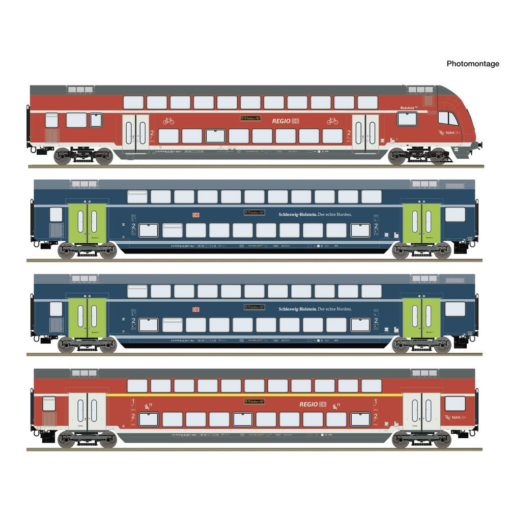 Roco Personenwagen Roco 6210250 H0 4-tlg. Set: Doppelstockwagen (DCC) Wagenset mit vier D