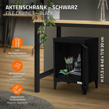 ML-DESIGN Aktenschrank Schubladenschrank aus Stahl Wasserdicht Stabil und langlebig (1-St) Büroschrank Kleiner Schwarz Einzeltür mit 4 Beinen 40x30x57,5 cm