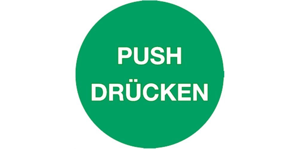 Thumbnail - König Werbeanlagen Hinweisschild Aufkleber Piktogramm Push/Drücken, Folie, Ø 50 mm