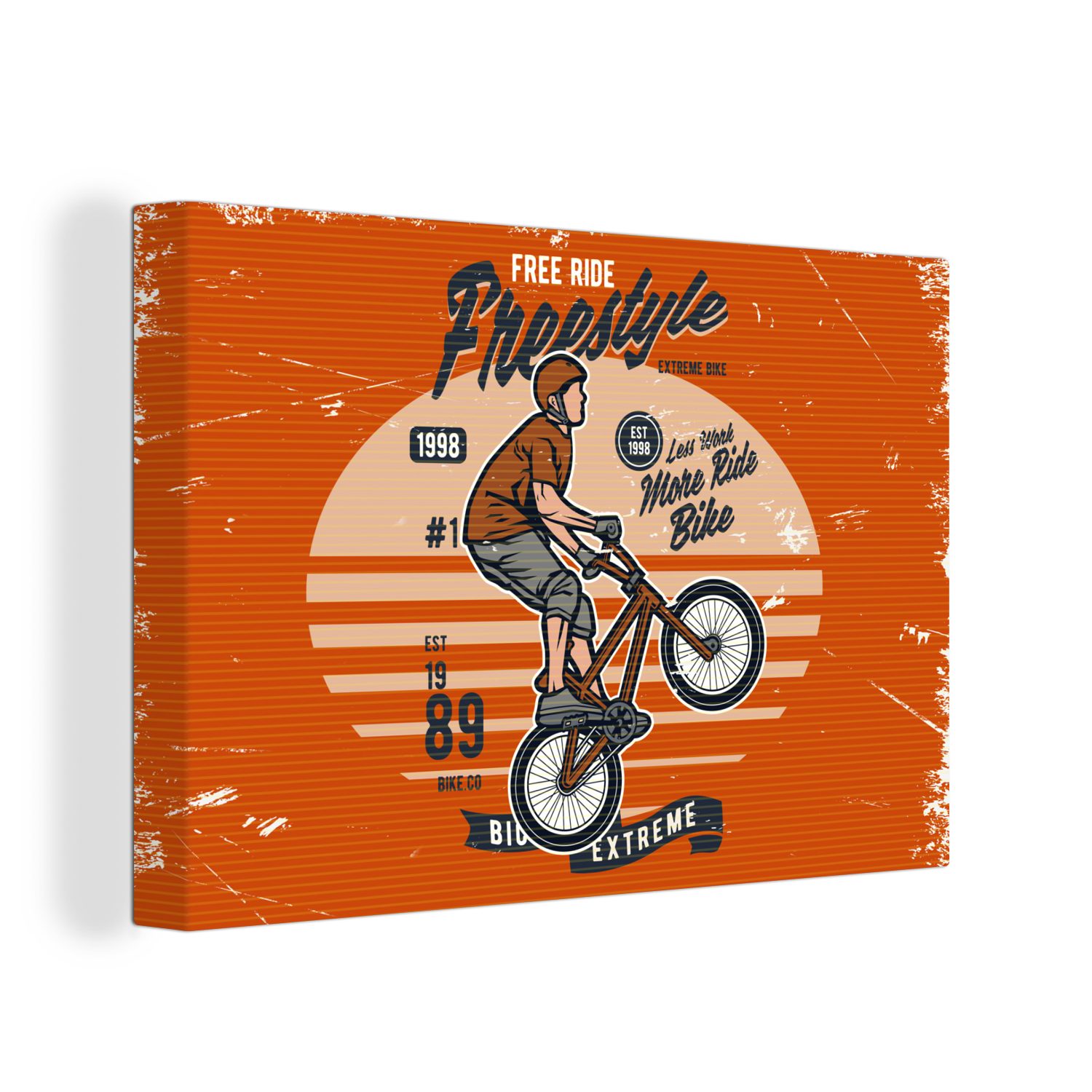 OneMillionCanvasses® Leinwandbild Mann - Fahrrad - Retro, (1 St), Wandbild Leinwandbilder, Aufhängefertig, Wanddeko, 30x20 cm