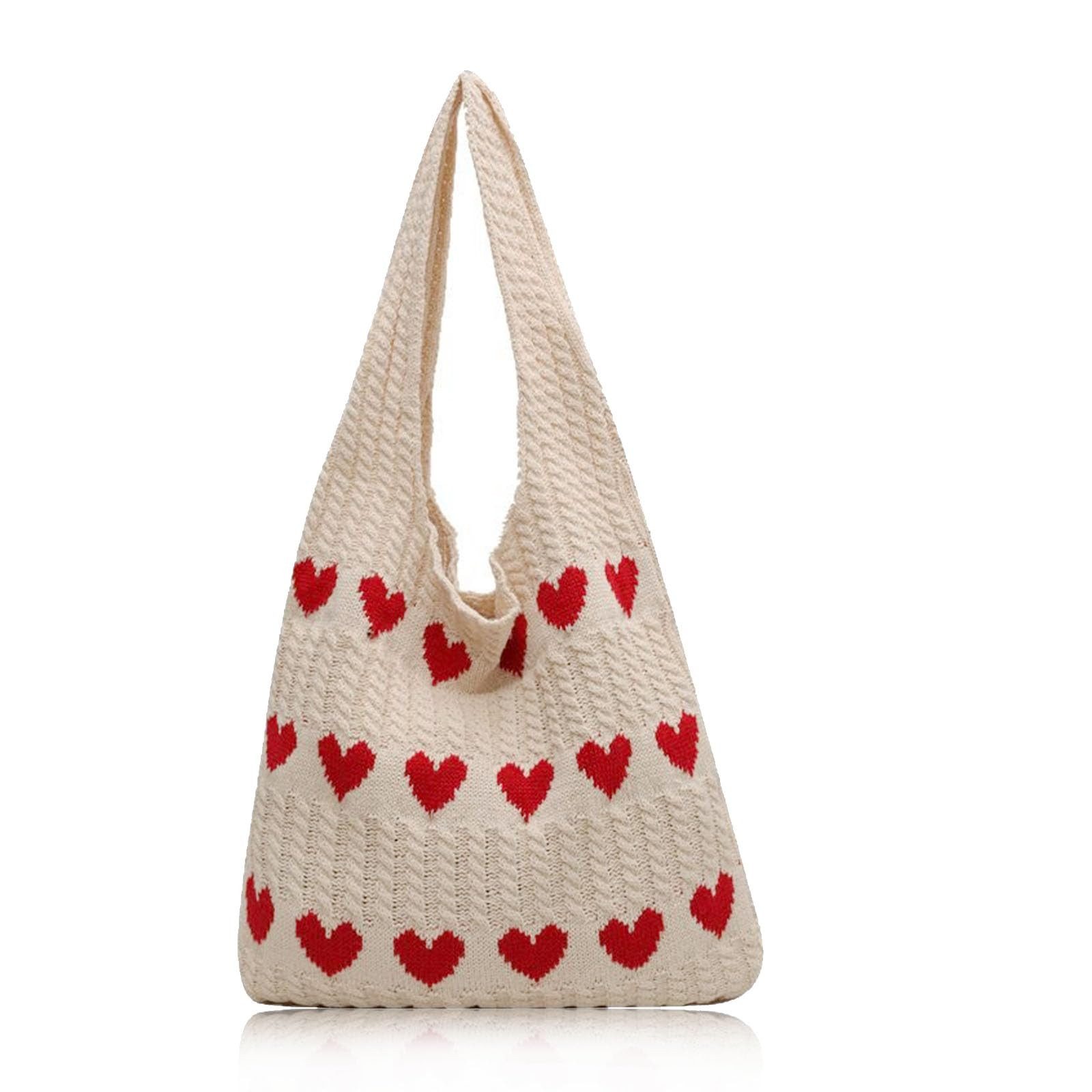 FOUORTUNATE-BEE Schultertasche Gestrickte Schultertasche Gehäkelte Tasche Damen Gestrickte Tasche (Leichte Strick-Tote Tasche Umhängetasche)