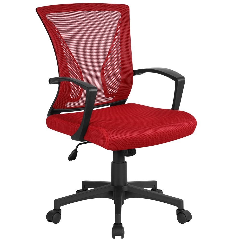 Yaheetech Bürostuhl, Schreibtischstuhl mit Wippfunktion Rot