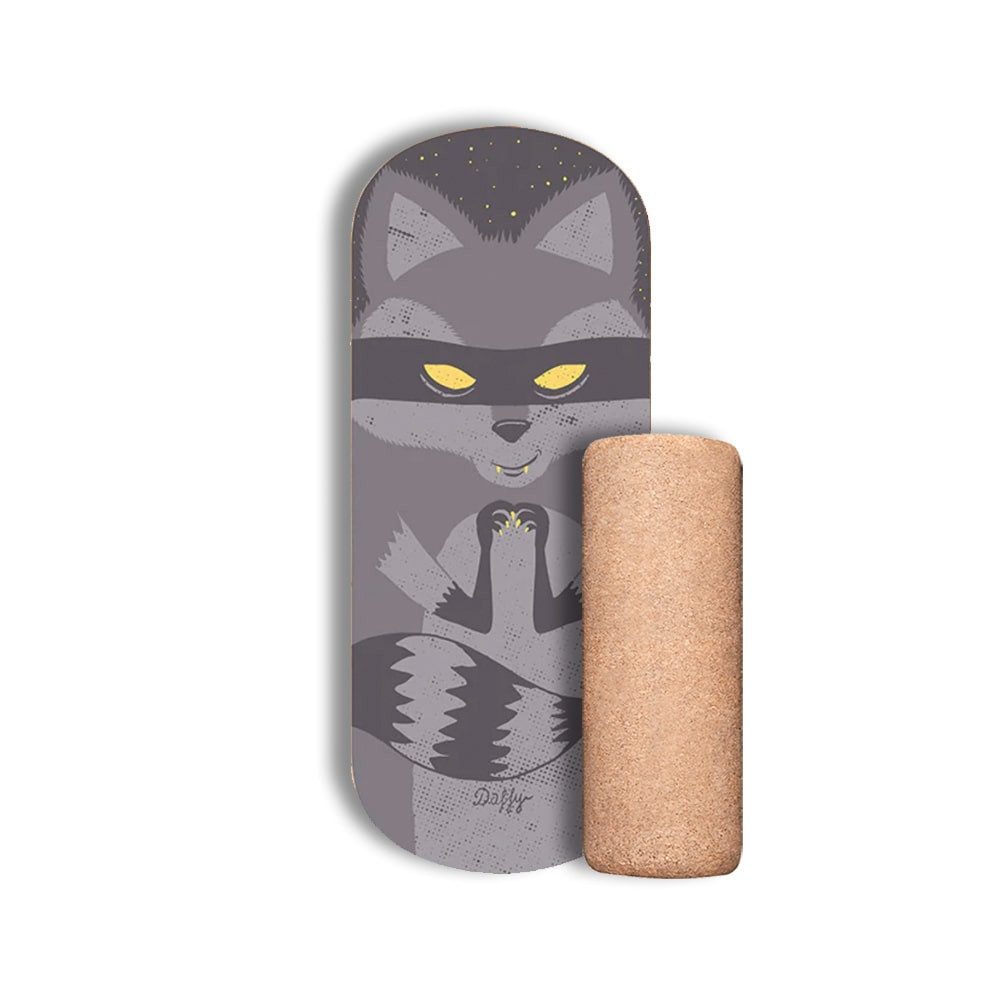 Daffy Boards Balanceboard Kinder Balance Board Set mit Korkrolle - Racoon