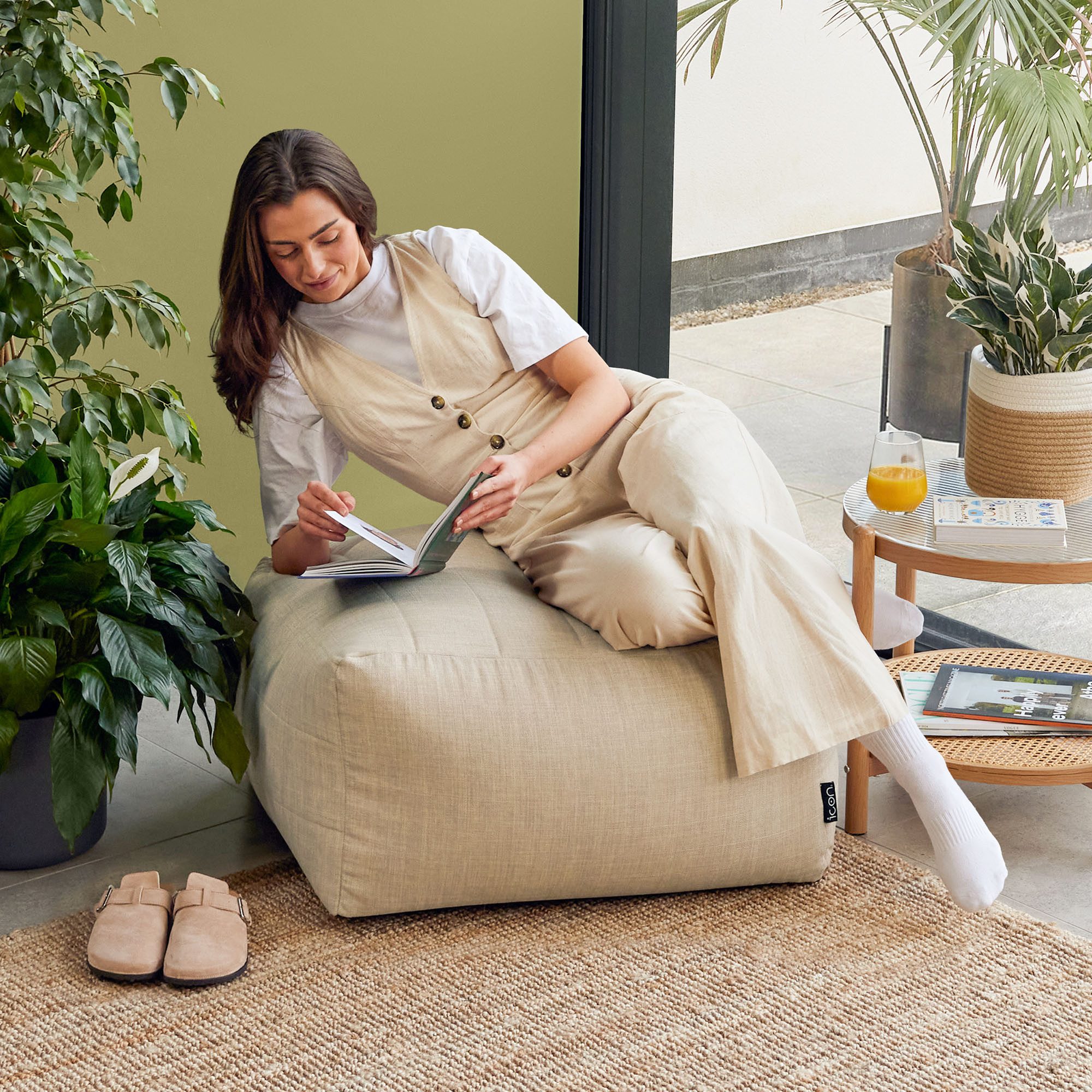 icon Sitzsack Modularer Hocker für den Außenbereich aus Webstoff „Noa“, Made in Germany, UV-beständig, wetterfest