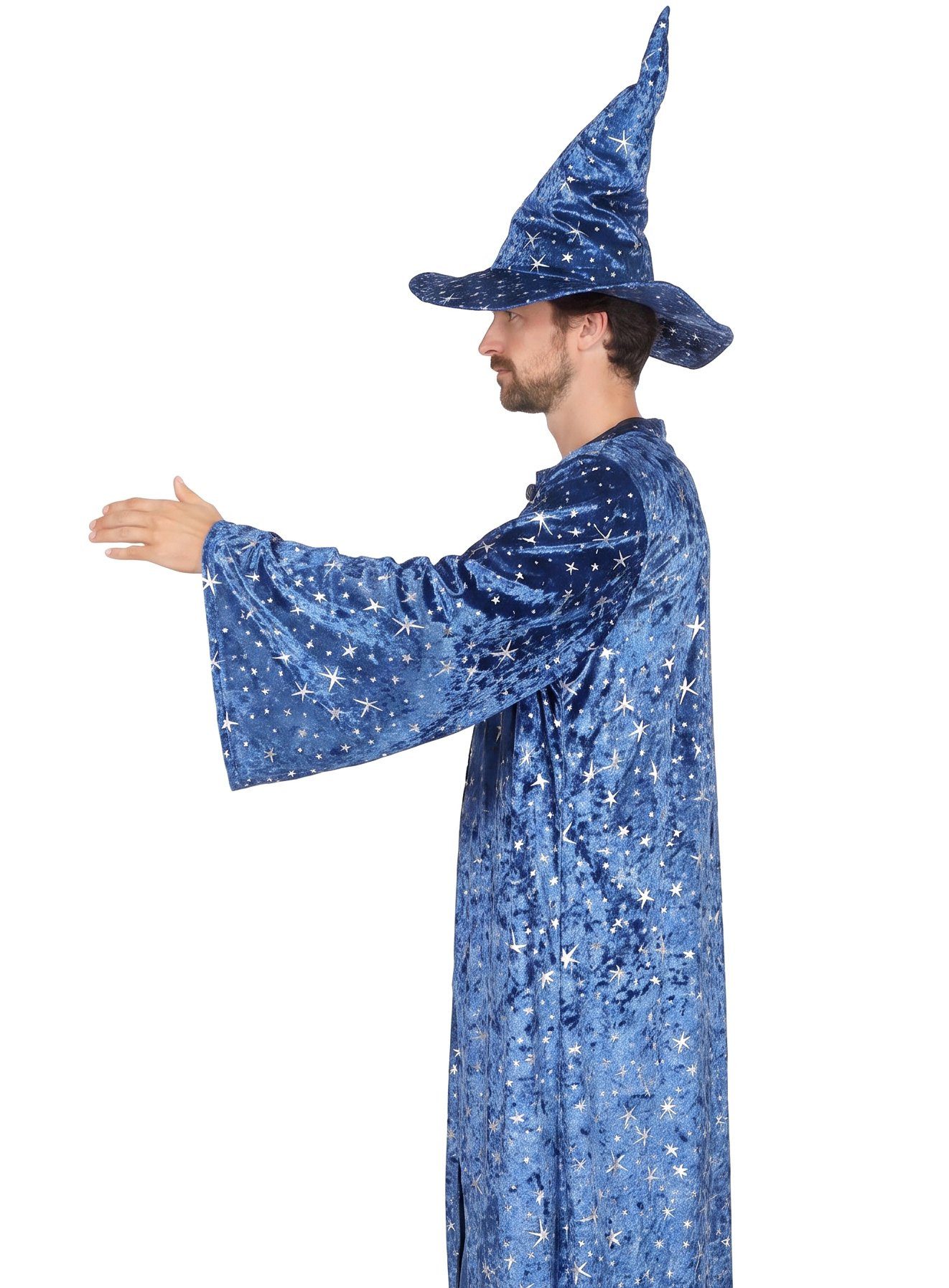 Metamorph Zauberer-Kostüm Zauberer Magier - Karneval Faschingskostüm Herren, Zaubererkostüm mit Sternenmuster