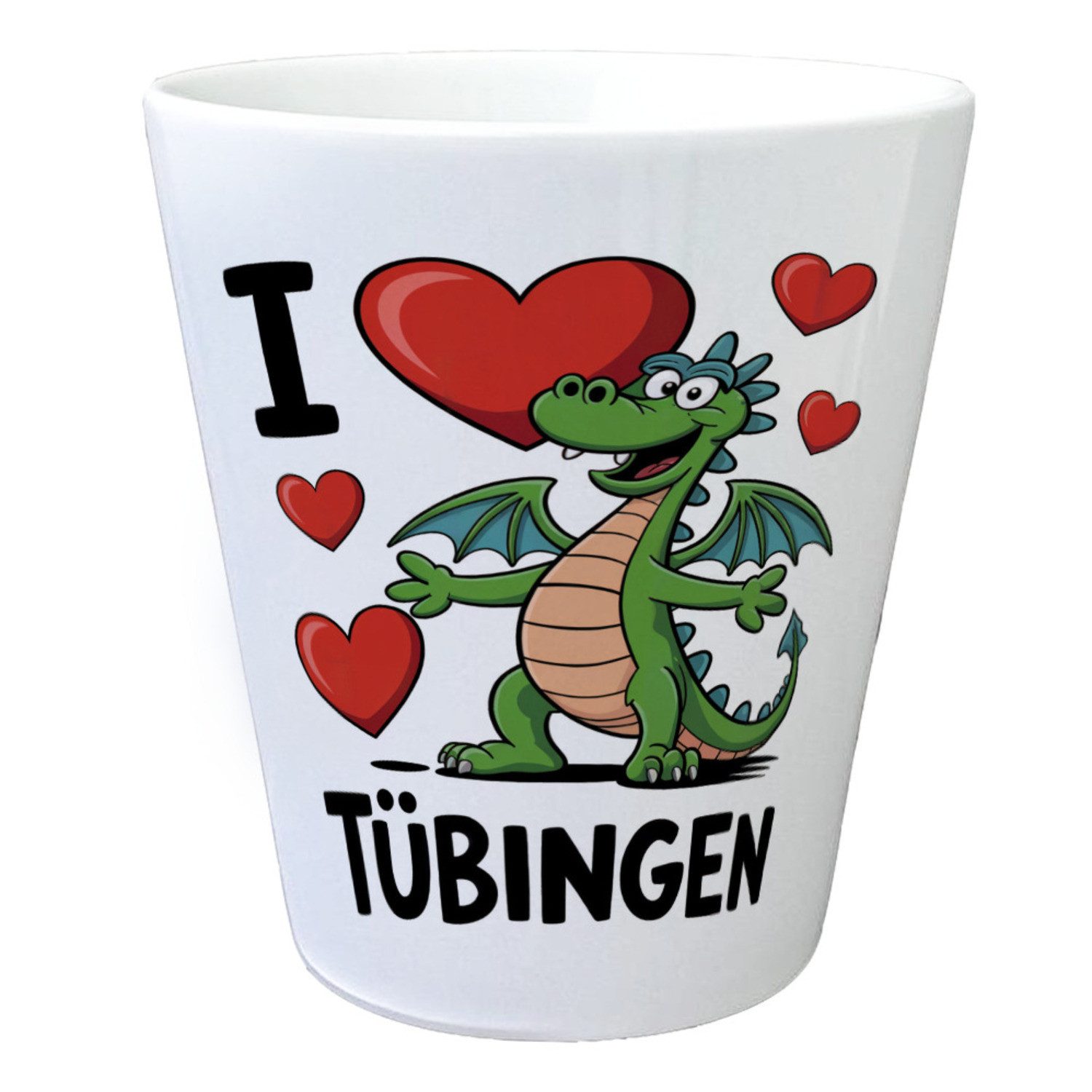 speecheese Blumentopf I love Tübingen grüner Drache Blumentopf