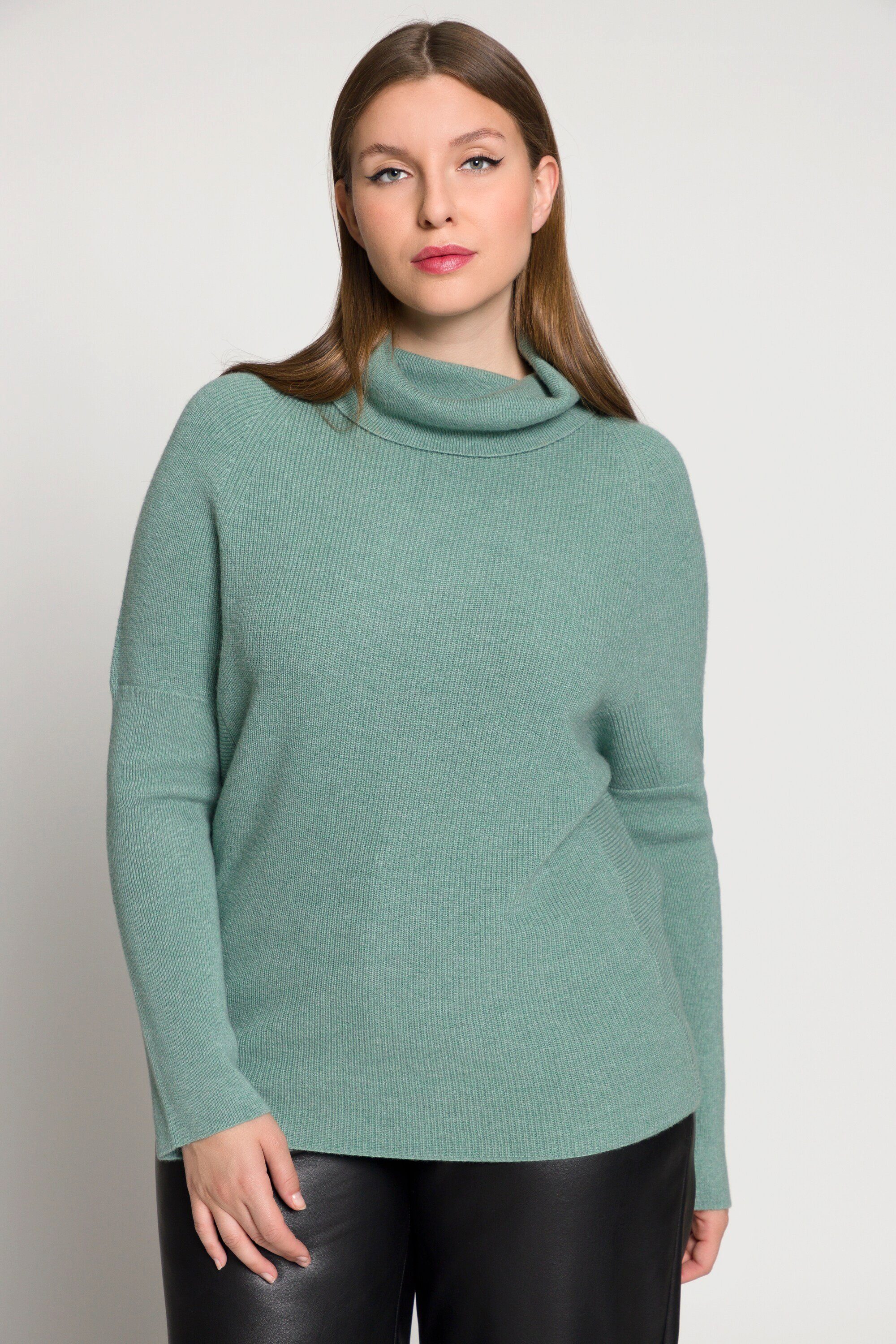 Ulla Popken Pull en Chenille surdimensionné pour Femme, col Montant, Manches Longues, Violet foncé, 50-52