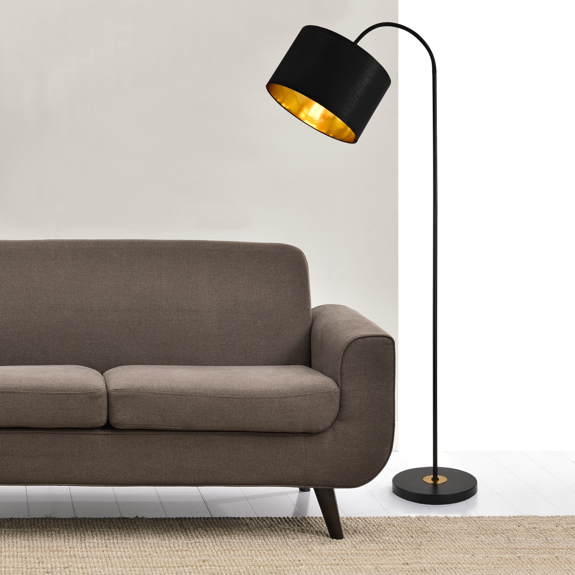 lux.pro Stehlampe, ohne Leuchtmittel, schwenkbare Lampe Design Metall »Toledo« schwarz Stehleuchte