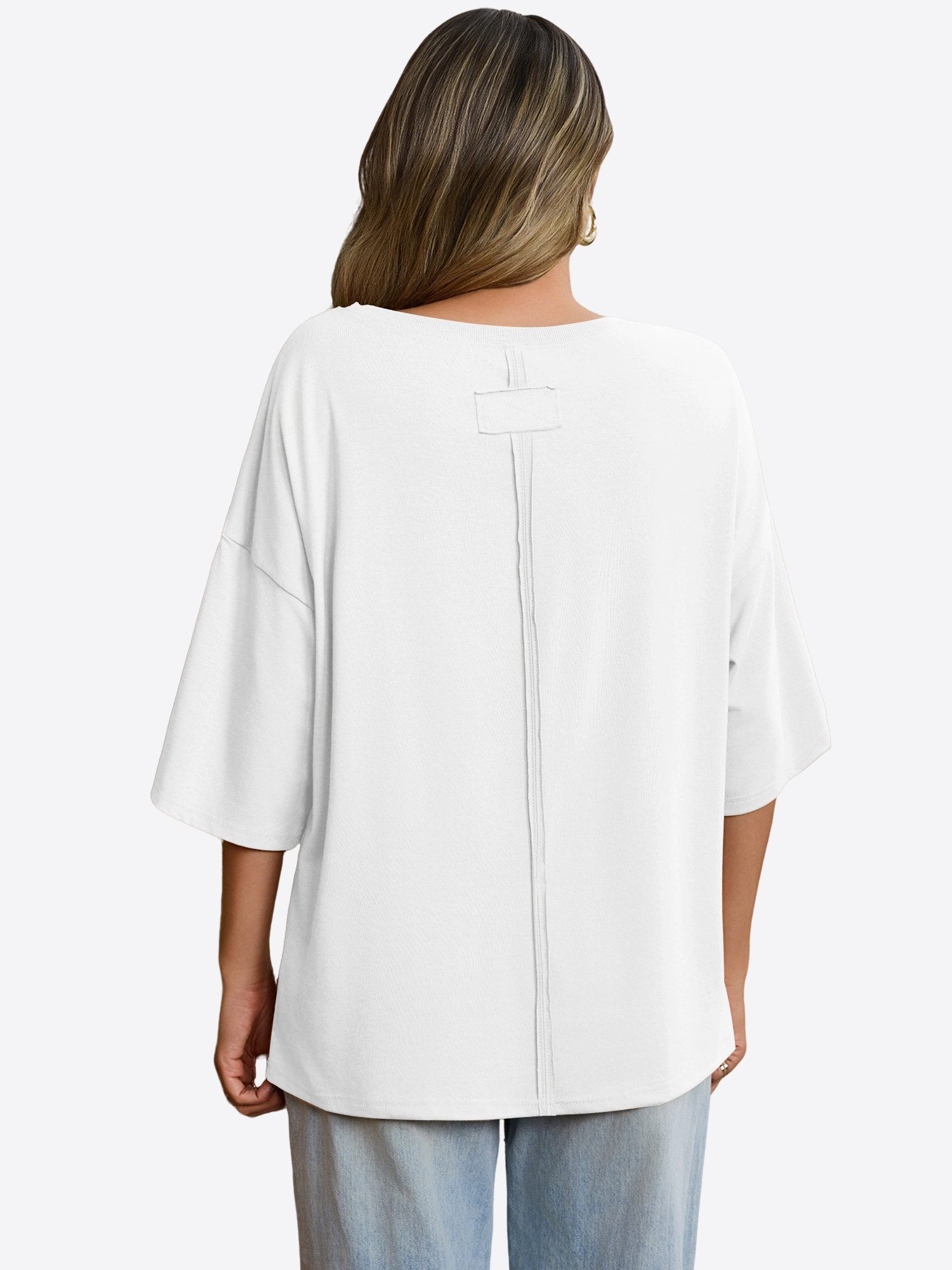 Imily Bela T-Shirt Damen Lässige Oberteile mit Rundhalsausschnitt (Packung, 1-tlg., 1per-Pack) einfarbig