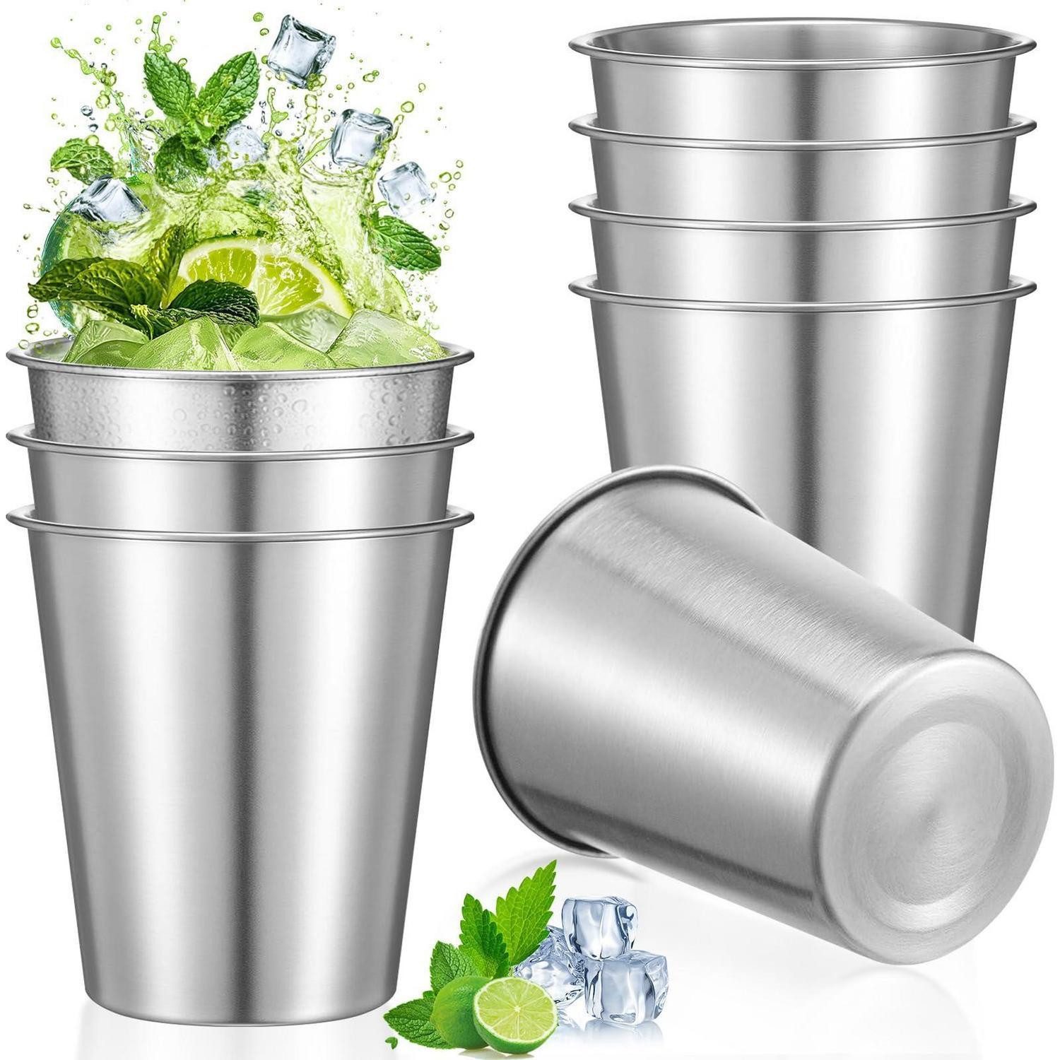 LuxusKollektion Becher Edelstahlbecher 260ml 8er Set stapelbar, Metall