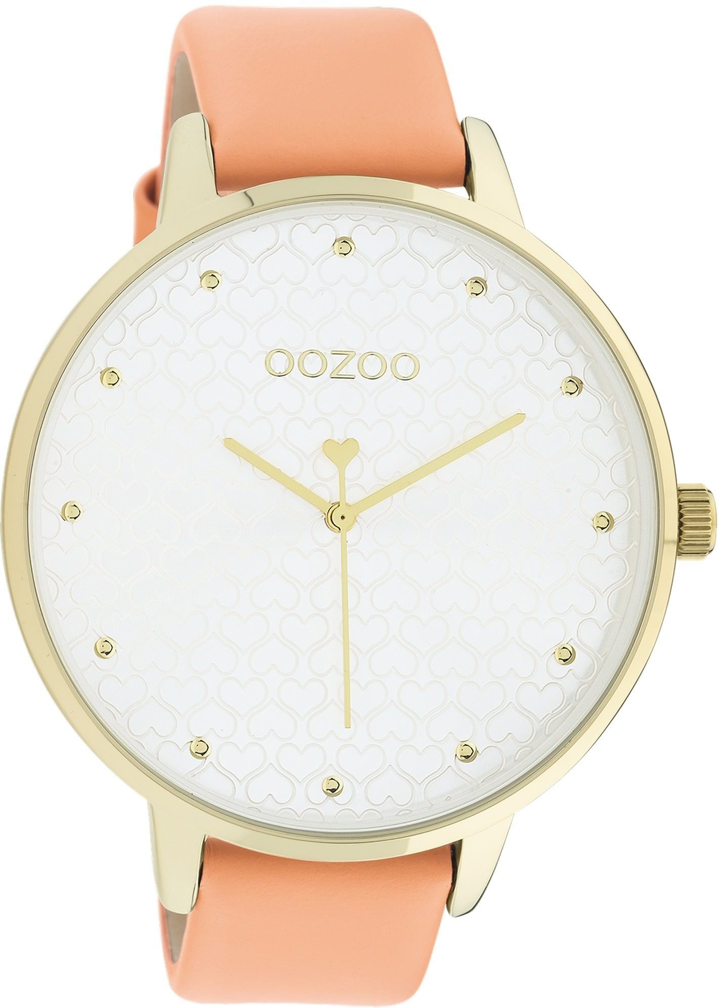 OOZOO Quarzuhr Oozoo Damen Armbanduhr Timepieces, Damenuhr rund, extra groß (ca. 48mm) Lederarmband, Fashion-Style