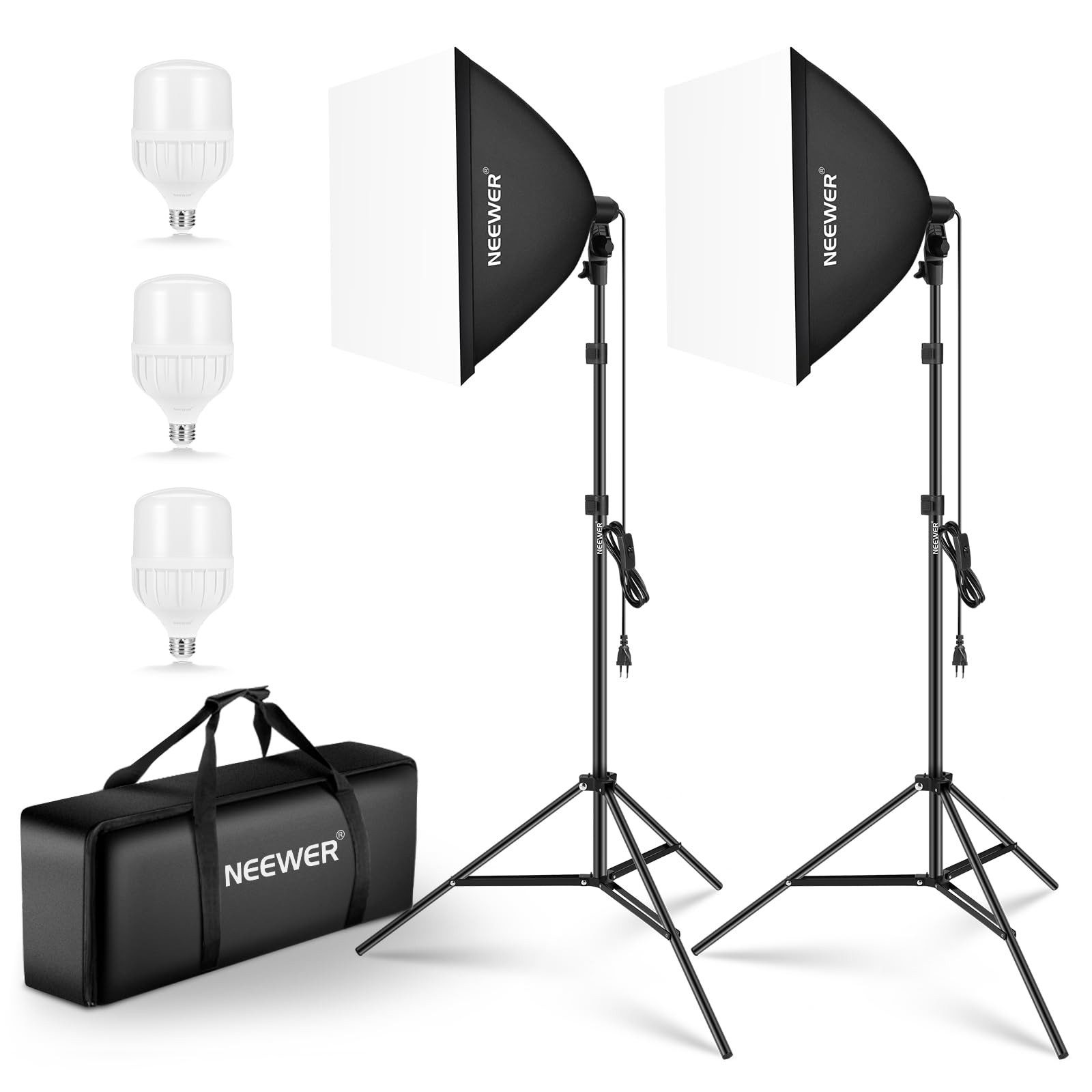 Neewer Softbox NK200 3x Softbox-Set 24", 5500K, E27, für Fotostudio, Der faltbare Ständer