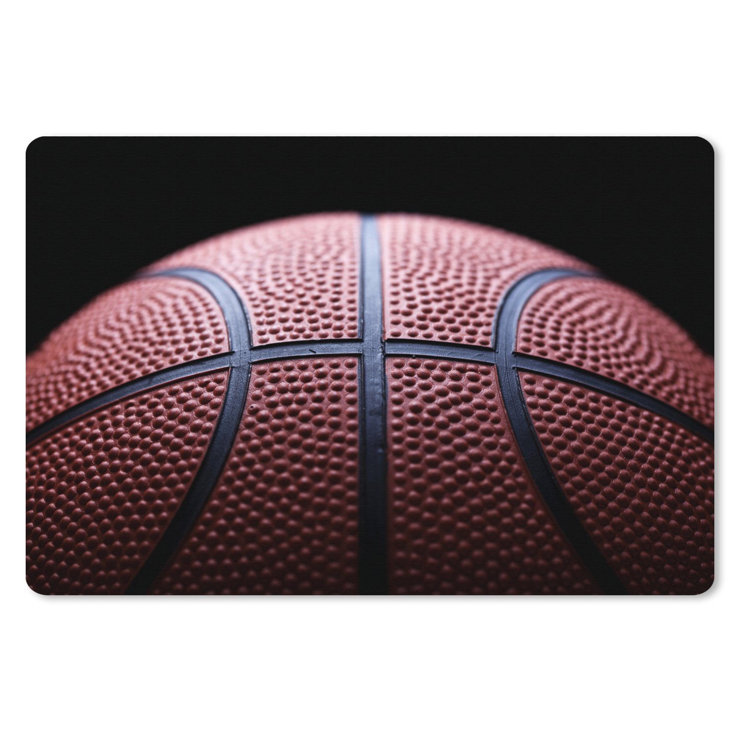 MuchoWow Gaming Mauspad Ein Basketball auf schwarzem Hintergrund (1-St), Mousepad mit Rutschfester Unterseite, Gaming, 120x80 cm, XXL, Großes