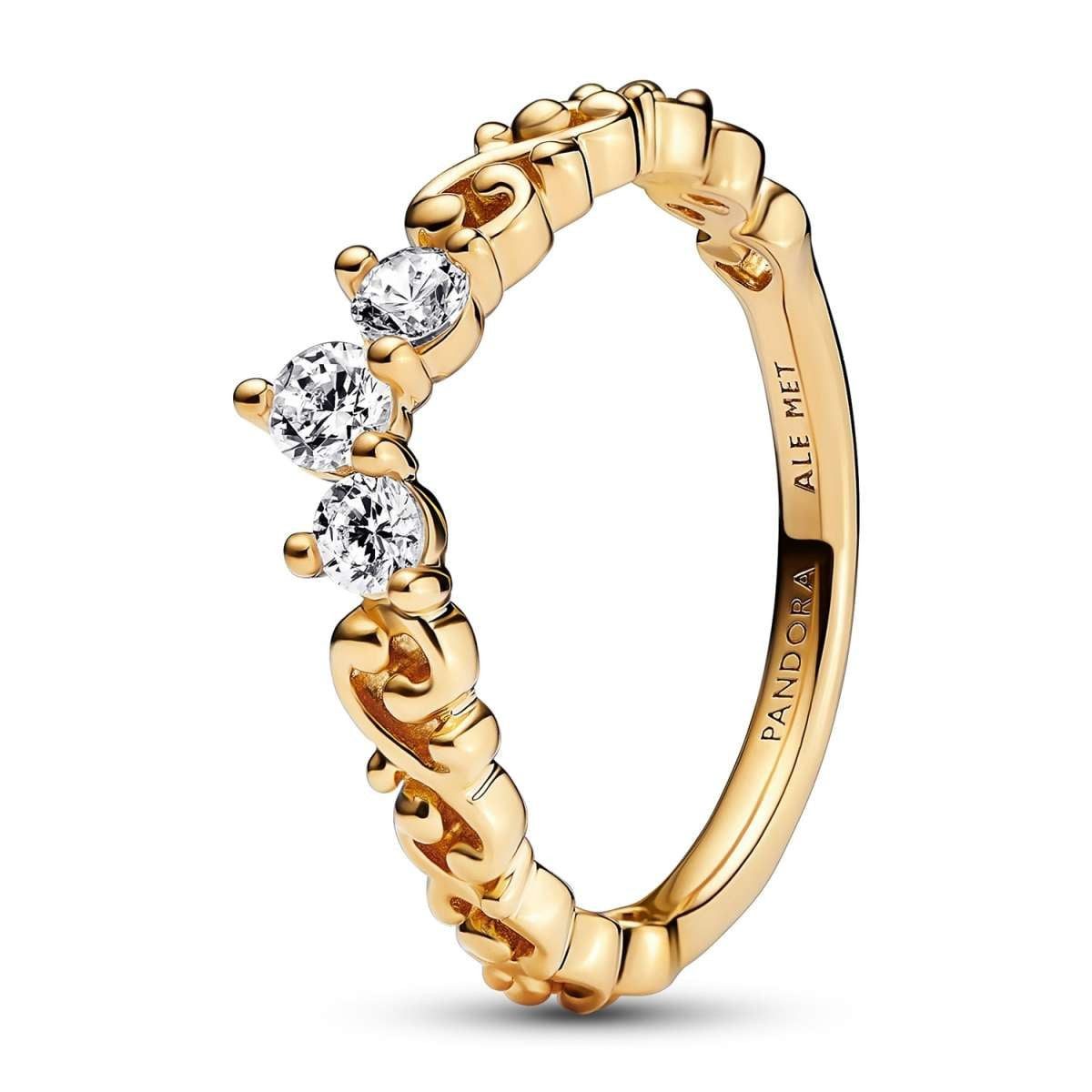Pandora Fingerring 162232C01, Damenring Edle Tiara mit Wirbel Goldfarben