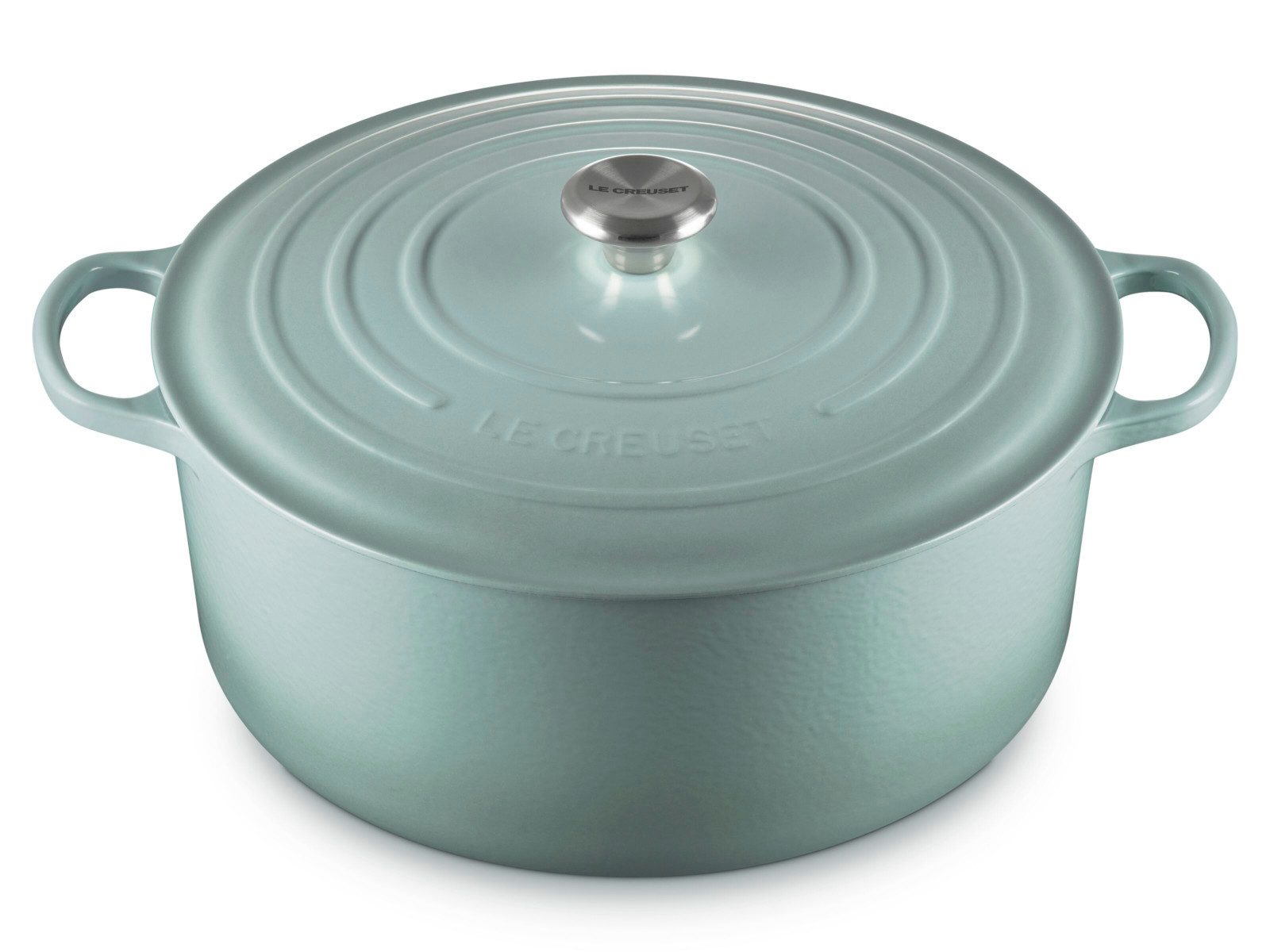 LE CREUSET Bräter Bräter Signature rund sea salt 34cm, Emailliertes Gusseisen