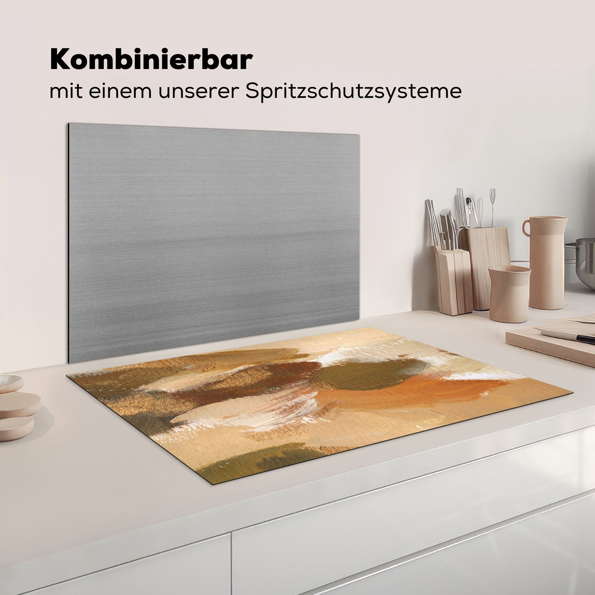 cm, Herbst für Induktionskochfeld Schutz (1 MuchoWow - 81x52 tlg), Herdblende-/Abdeckplatte Farbe küche, die Vinyl, Ceranfeldabdeckung - Abstrakt,