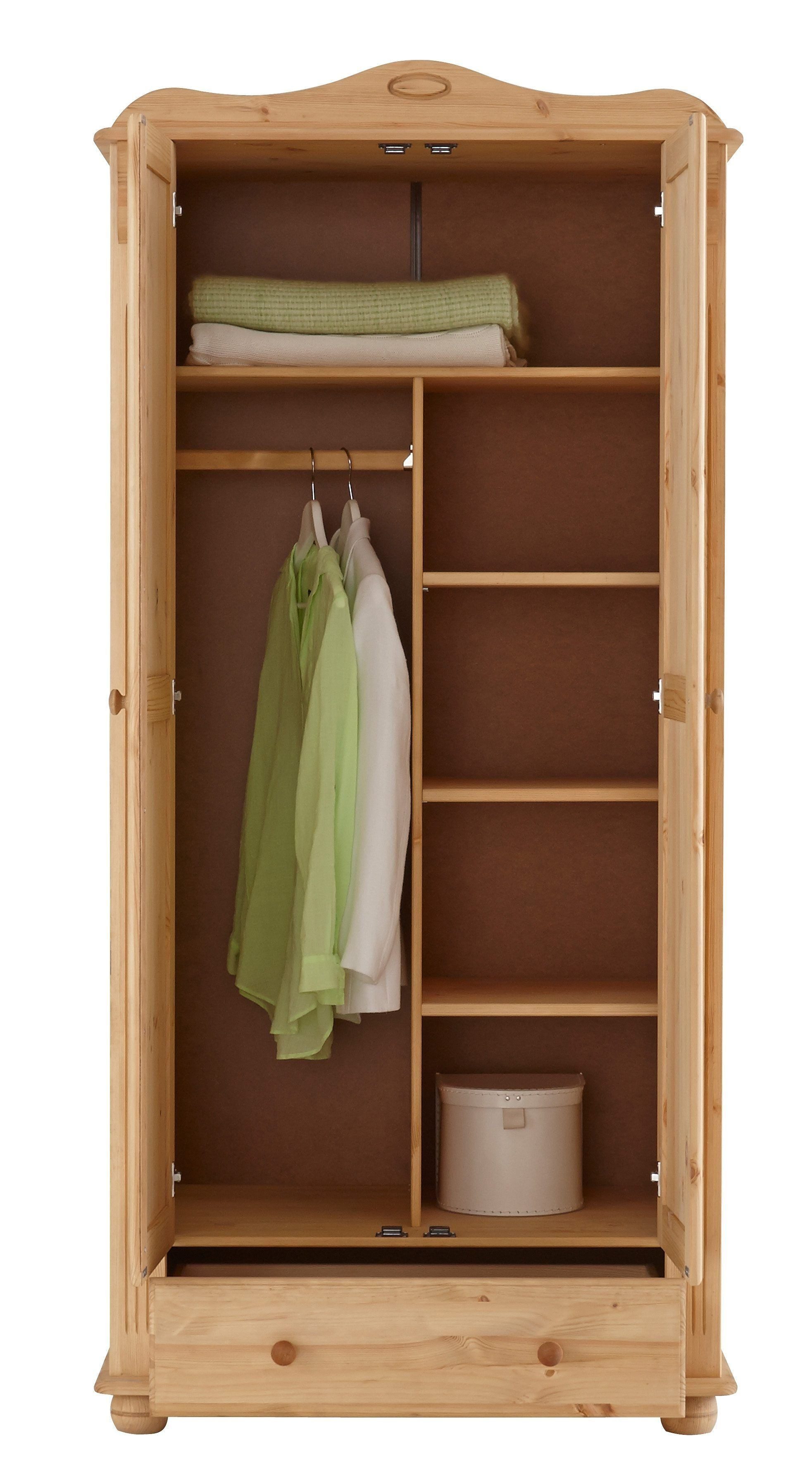 OTTO home Kleiderschrank Adele (Breite x Höhe x Tiefe ca: 92 cm x 191 cm x 53,5 cm) aus massiver Kiefer, Landhausstil – Bild 5 von 5