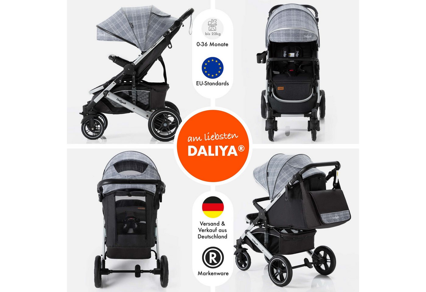 Thumbnail - Daliya® Kinder-Buggy RAPIDY Buggy Kinderwagen, XXL Set, kompakt, Kinderbuggy, Sportwagen, (10-tlg), Liegeposition, Fußsa...