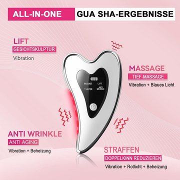 Brücke Gesichtsmassagegerät Kosmetikbehandlungsgerät Elektrische Gua Sha Gesichtswerkzeuge, Rotem Licht gegen Hautalterung, Falten, Schwellungen, Doppelkinn