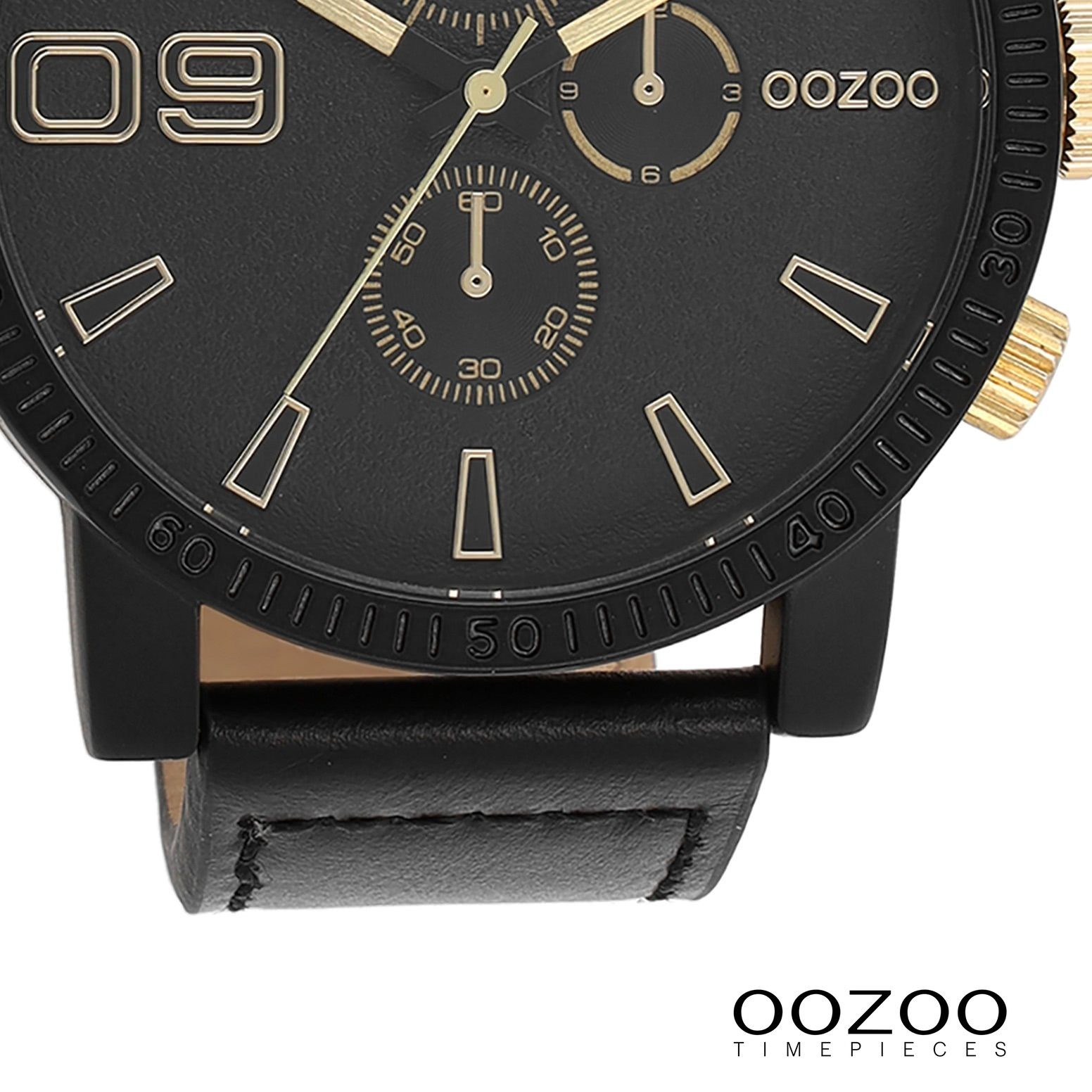 OOZOO Quarzuhr Oozoo Herren Armbanduhr Timepieces Analog, (Analoguhr), Herrenuhr rund, extra groß (ca. 48mm) Lederarmband, Fashion-Style