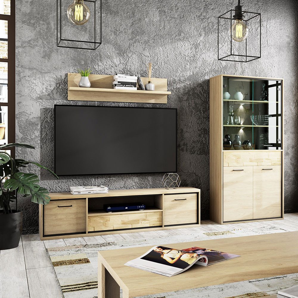 Lomadox Wandregal MEGARA-161, Regal Bücherregal Hängeregal in Braun mit Eic günstig online kaufen