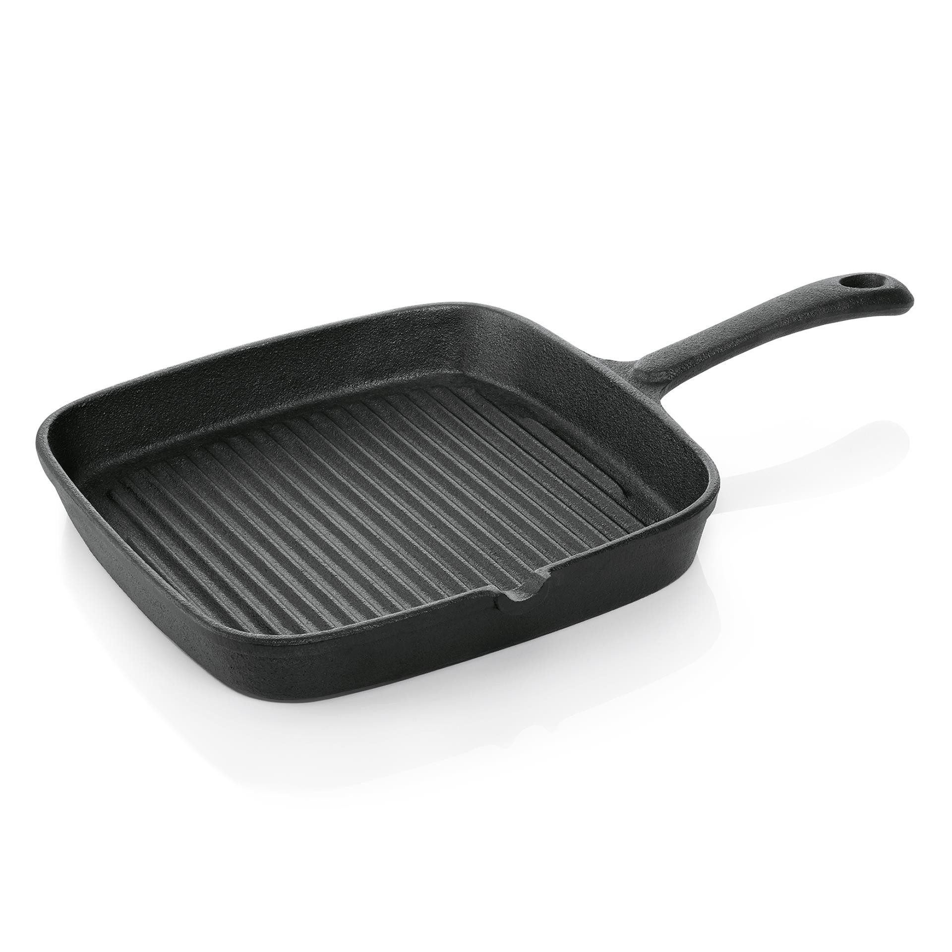 Gastro Spirit Grillpfanne Grillpfanne 22 x 22 cm aus Gusseisen mit Schnaupe