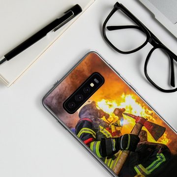 DeinDesign Handyhülle Feuerwehr Feuer Lebensretter Volunteer Firefighter, Samsung Galaxy A7 Duos (2018) Silikon Hülle Bumper Case