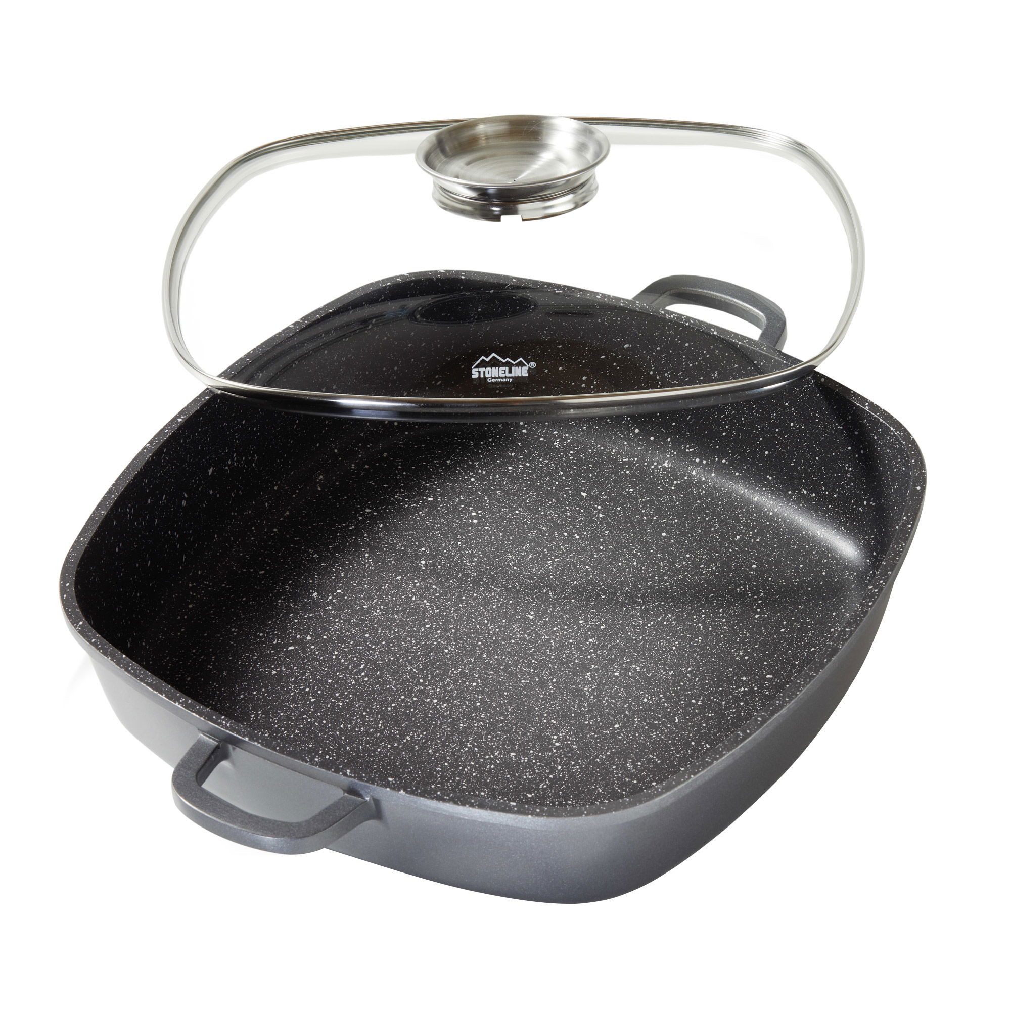 STONELINE Servierpfanne, Aluminium (2-tlg), mit echten Steinpartikeln, induktionsgeeignet, Designed in Germany
