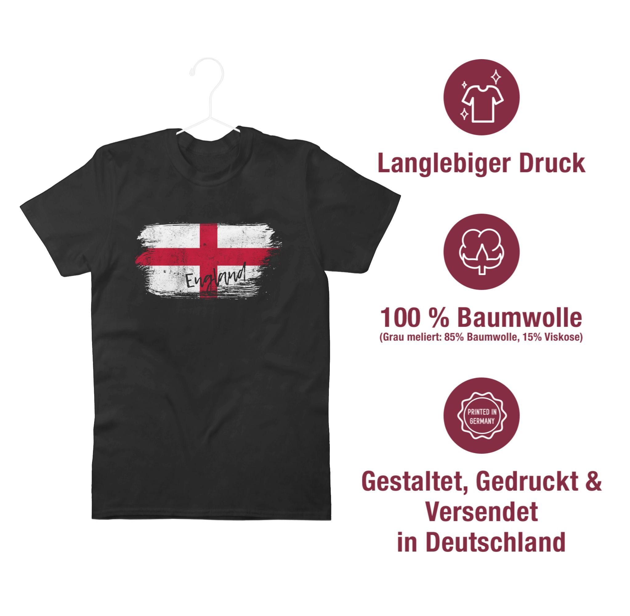 1 Vintage T-Shirt 2024 Schwarz Shirtracer EM England Fussball