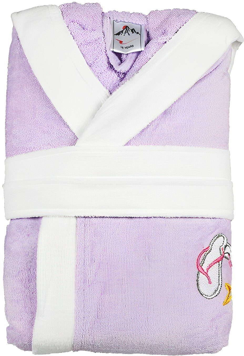 Meltem Kinderbademantel mit Kapuze Bindegürtel Schalkragen Lila Motiv: Bär 6-7 Jahre, Baumwolle, Kapuze&Schalkragen