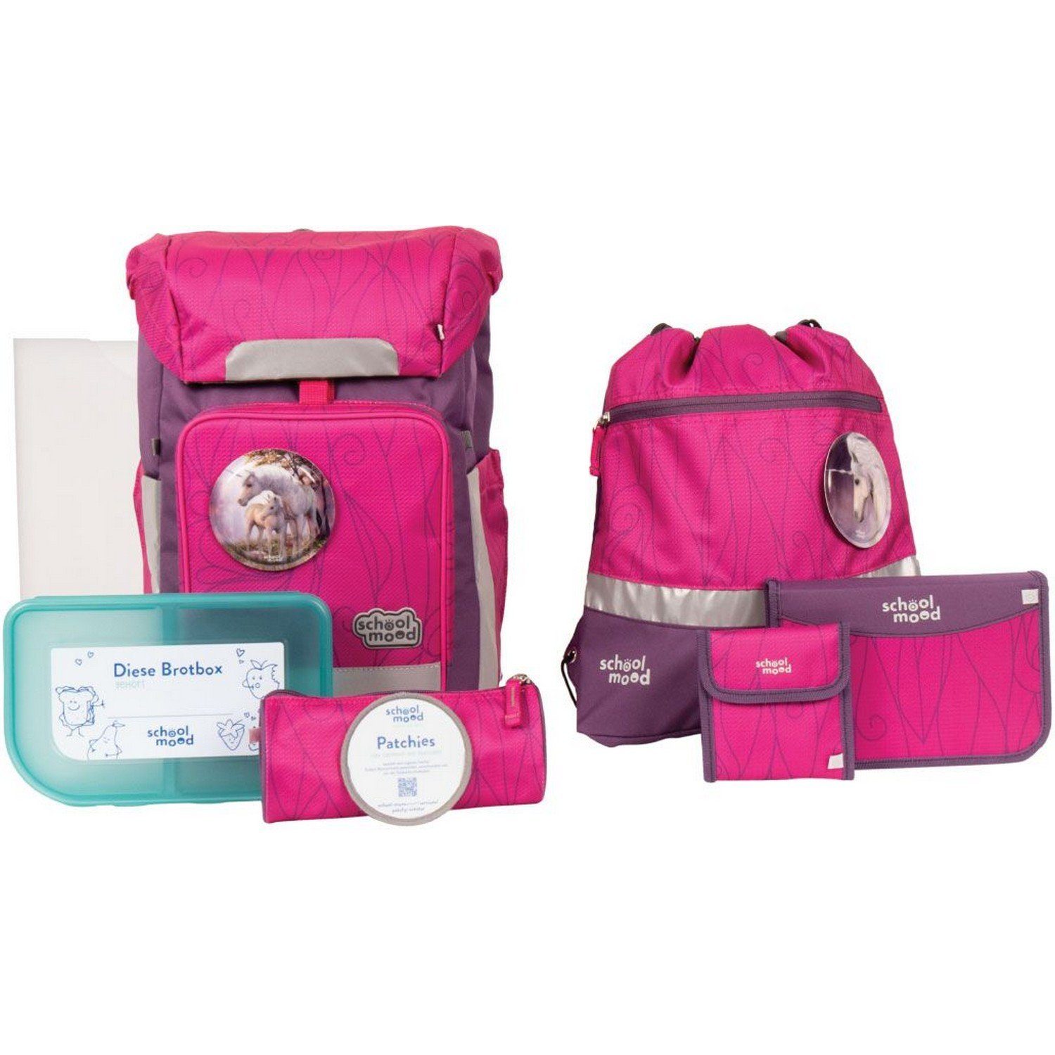 SCHOOL-MOOD® Schulranzen Schulranzenset 8-tlg. Rebel Air+ Luisa Einhorn