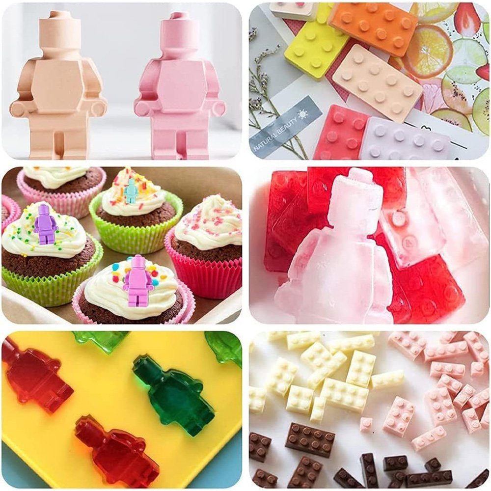 Kuchen, Silikonform Silikonform, Bausteine Eiswürfelschalen, (6-tlg) NUODWELL für Süßigkeitenform